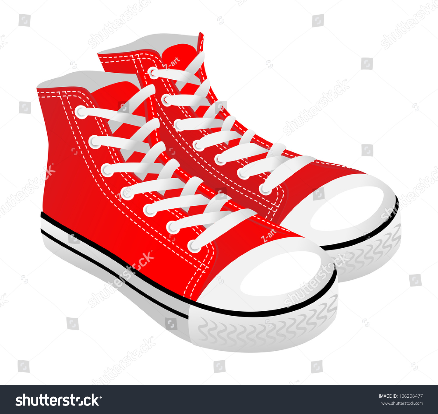 Red Sneakers Stock Vector Illustration 106208477 : Shutterstock
