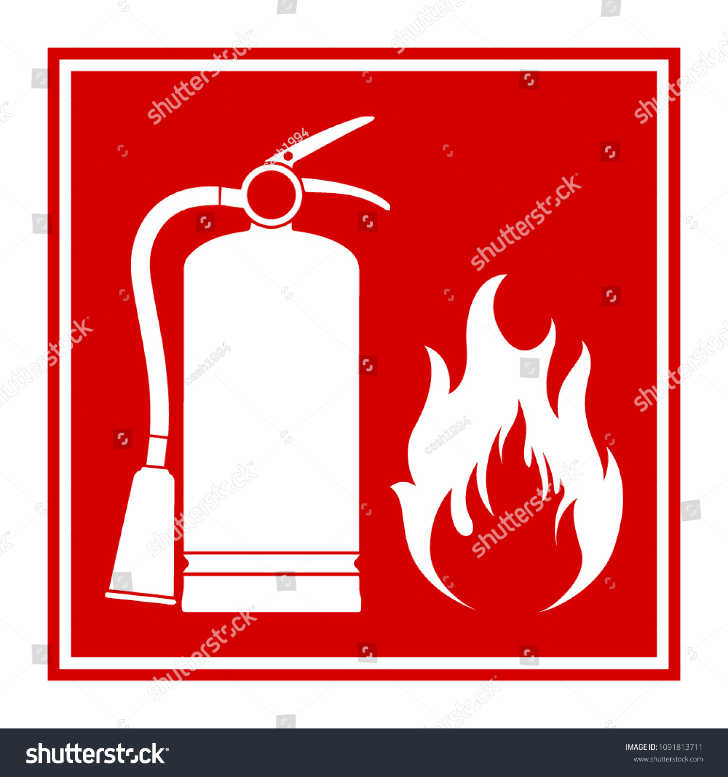 Red Square Wall Sign Silhouette Fire Stock Vector (Royalty Free ...