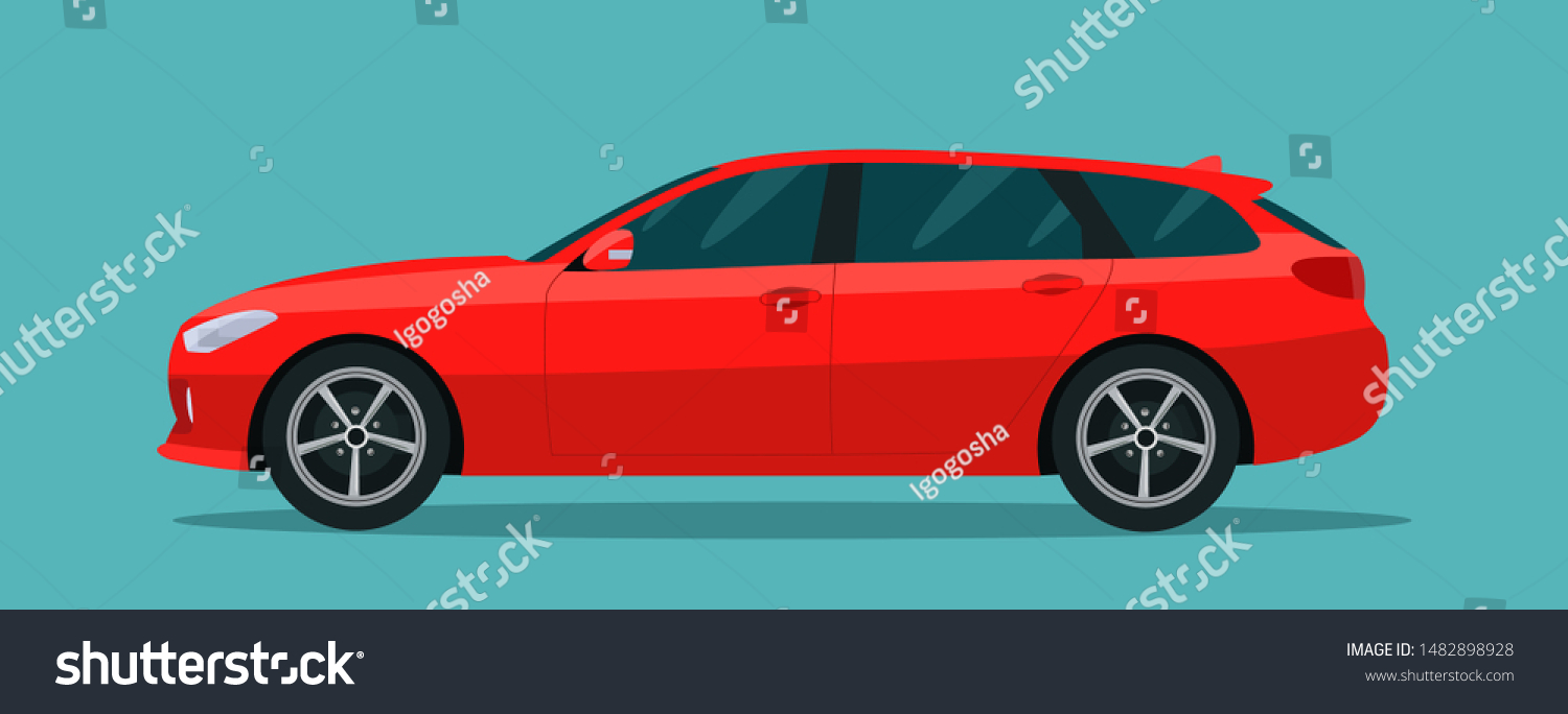 Download Red Station Wagon Car Side View Stock Vector Royalty Free 1482898928