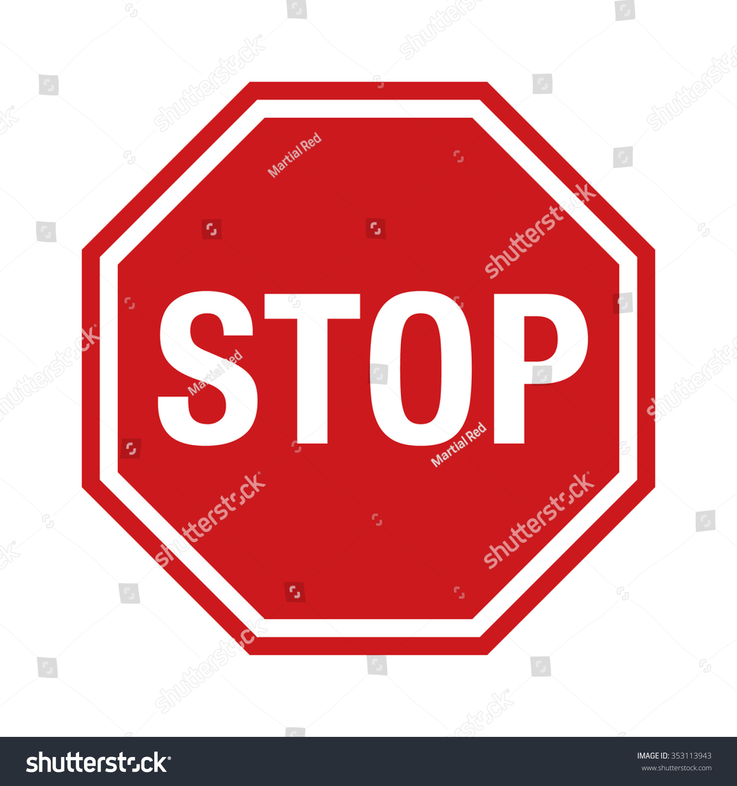 Red Stop Sign Icon Text Flat Stock Vector (Royalty Free) 353113943 ...