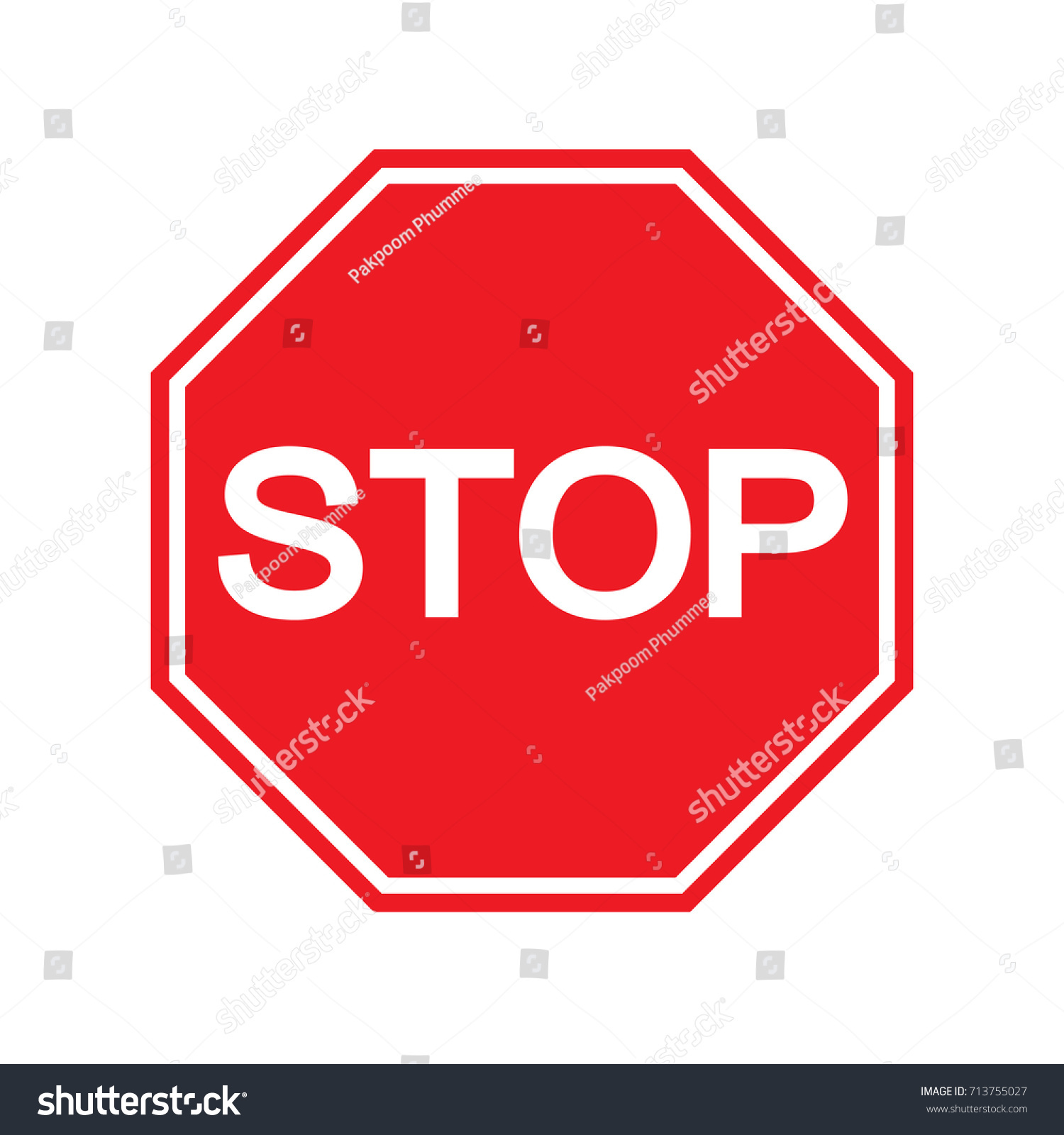 Red Stop Sign Isolated On White Stock Vector (royalty Free) 713755027