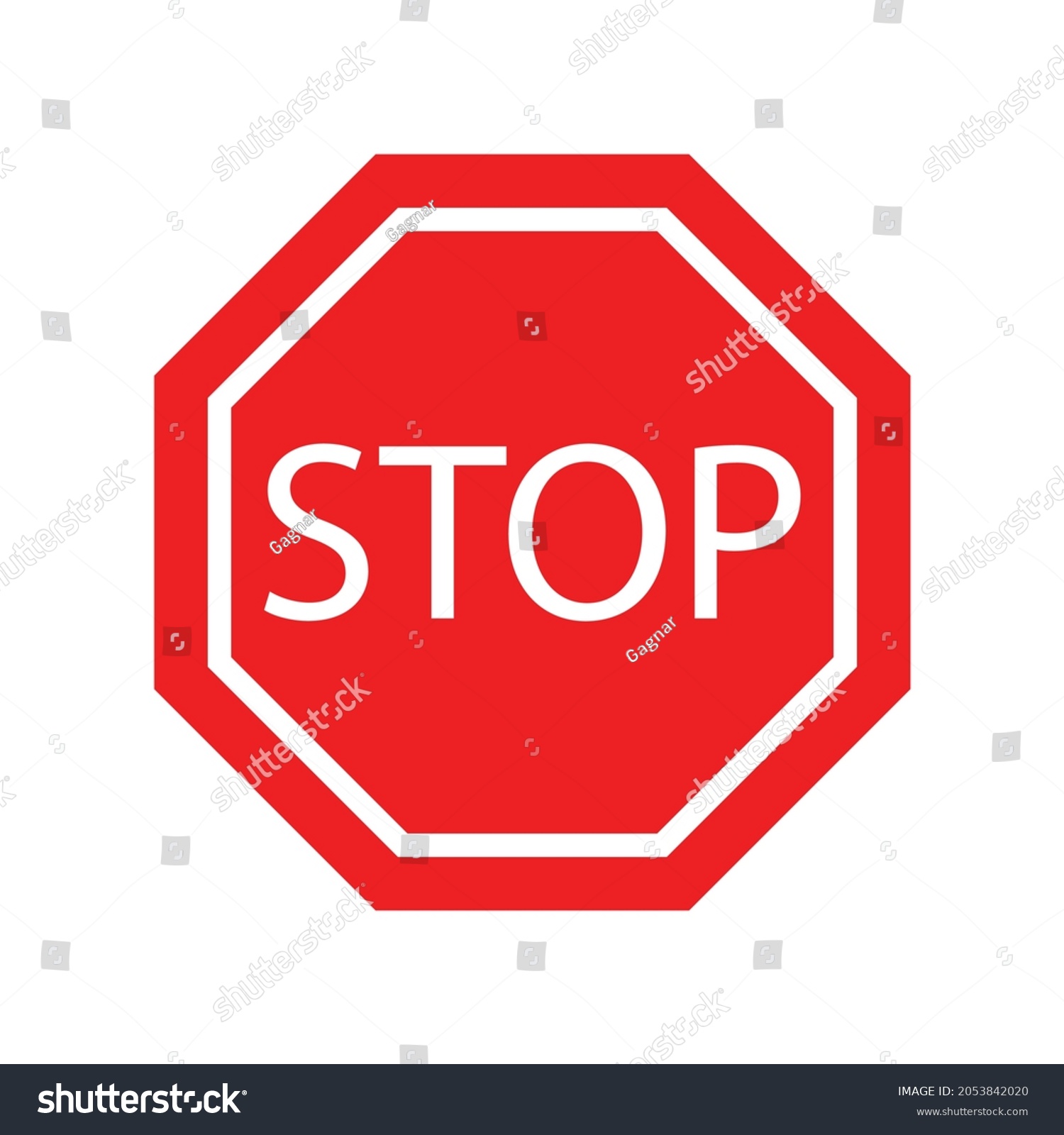 Red Stop Sign Vector Icon Stock Vector (Royalty Free) 2053842020