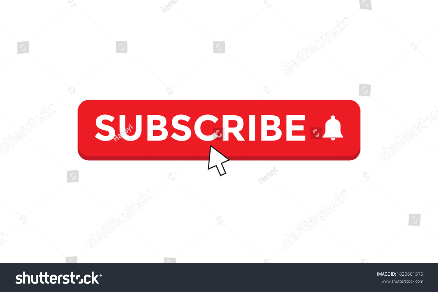 Red Subscribe Button Arrow Cursor Icon Stock Vector (Royalty Free ...