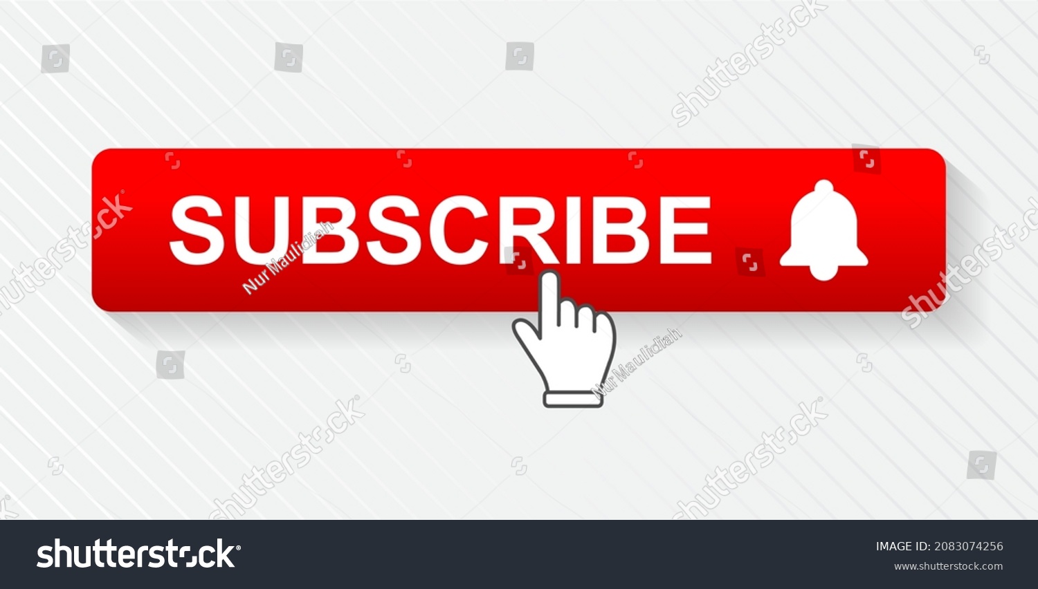 Red Subscribe Button Hand Cursor Bell Stock Vector (Royalty Free ...