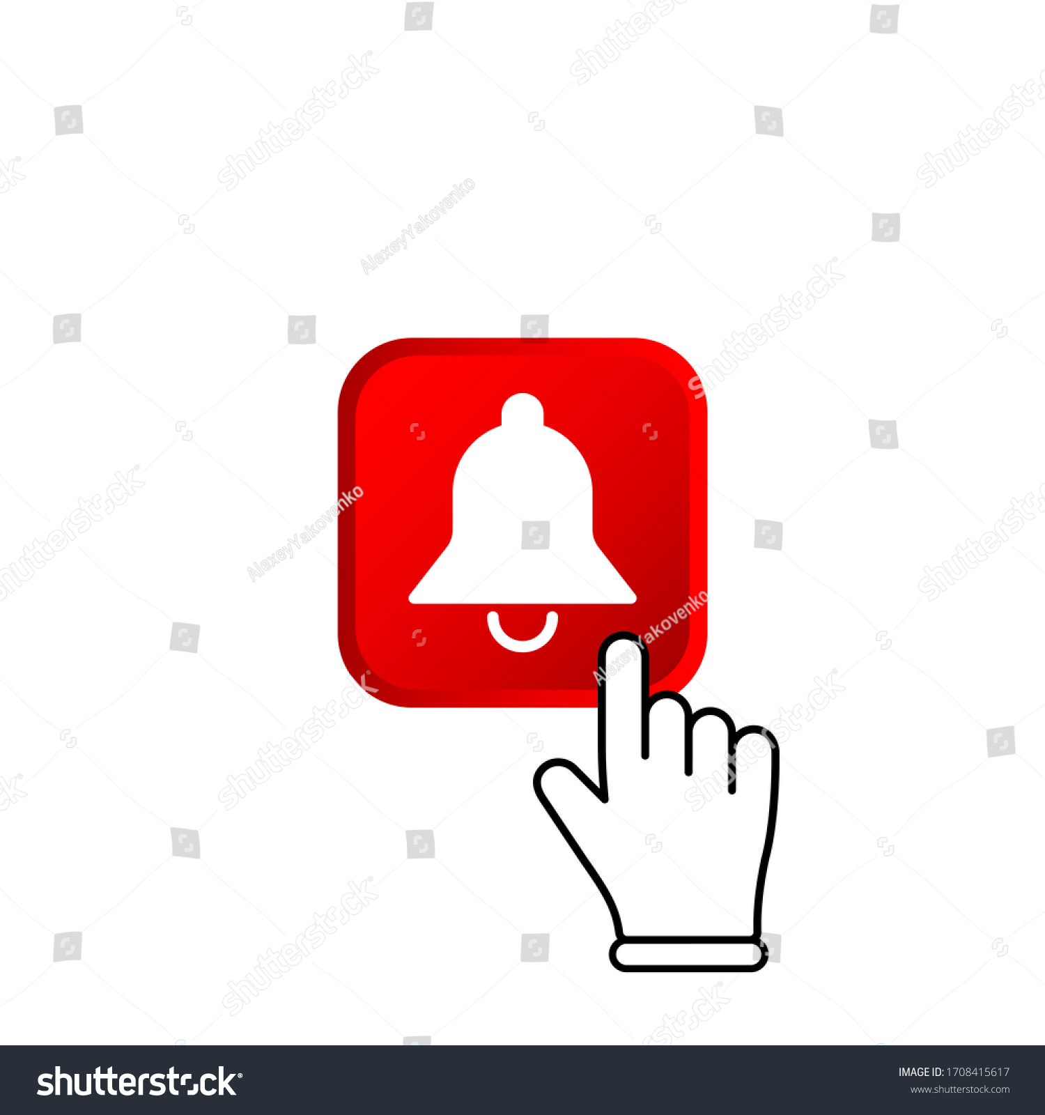 Red Subscribe Button Mouse Pointer Notification Stock Vector Royalty