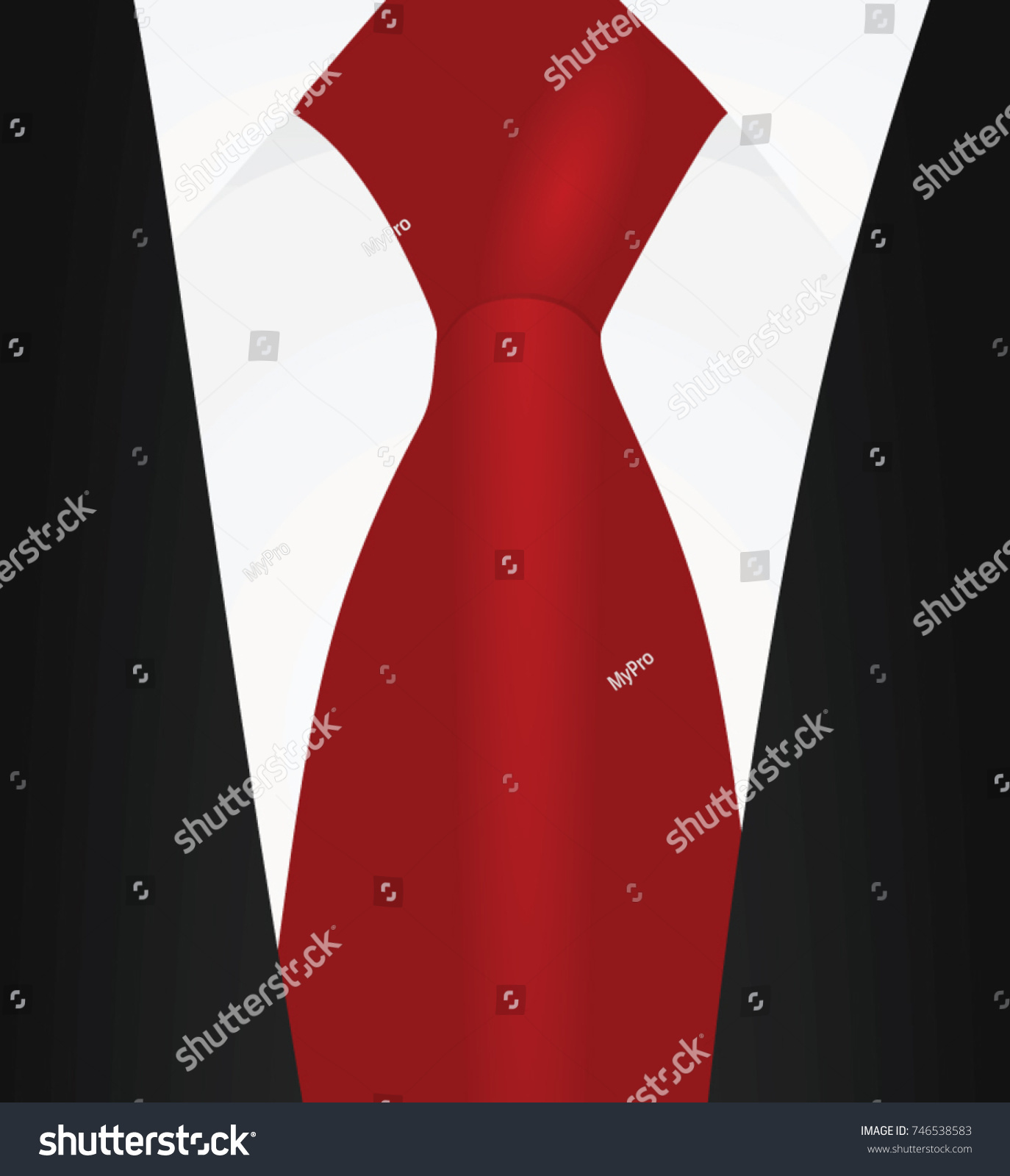 Red Tie White Shirt Black Suit Stock Vector (Royalty Free) 746538583
