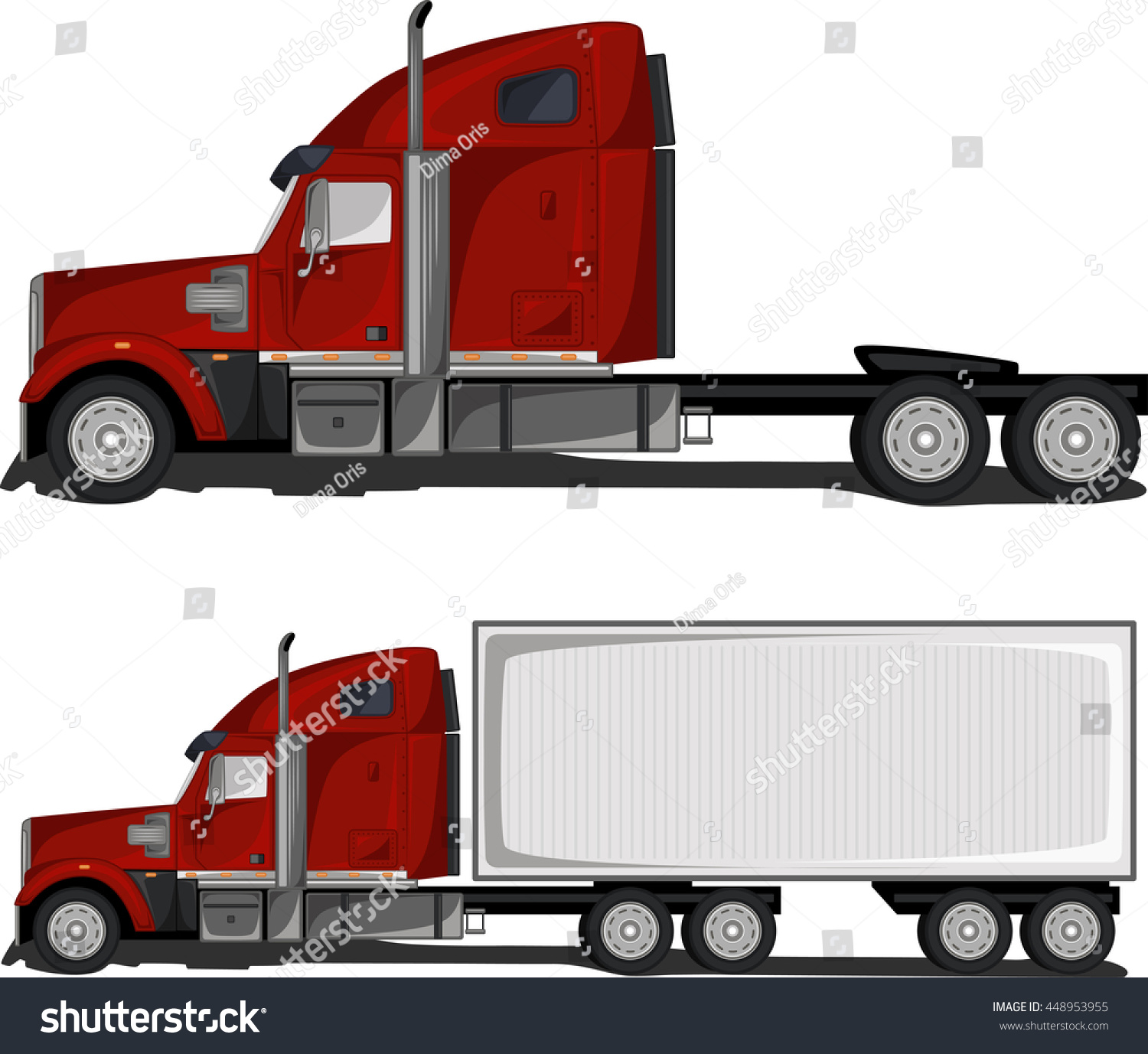 Red Truck Trailer Isolated Image On Stock Vector (Royalty Free ...