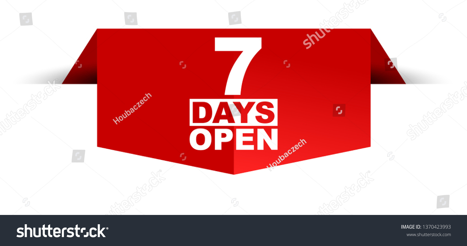 Red Vector Banner Seven Days Open Stock Vector (Royalty Free) 1370423993