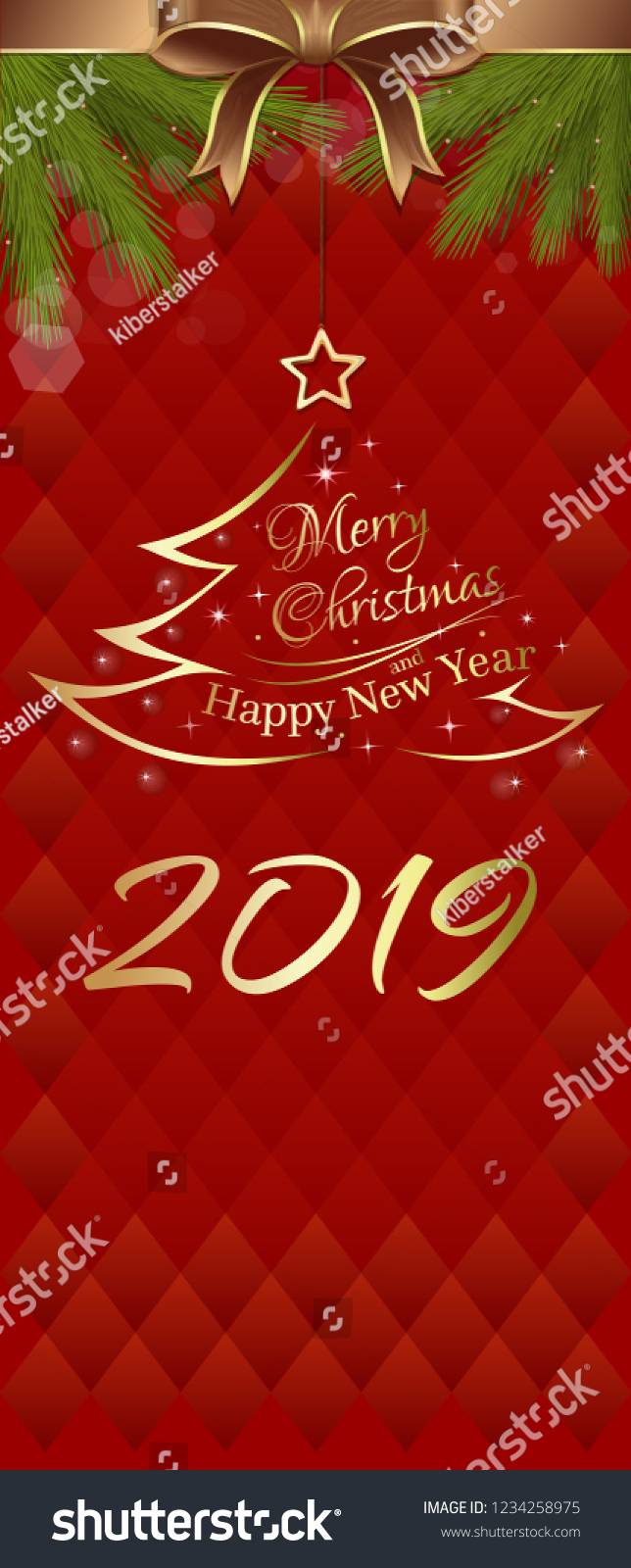 Happy New Year 2019 Celebration Card With Beautiful Red Sparkles