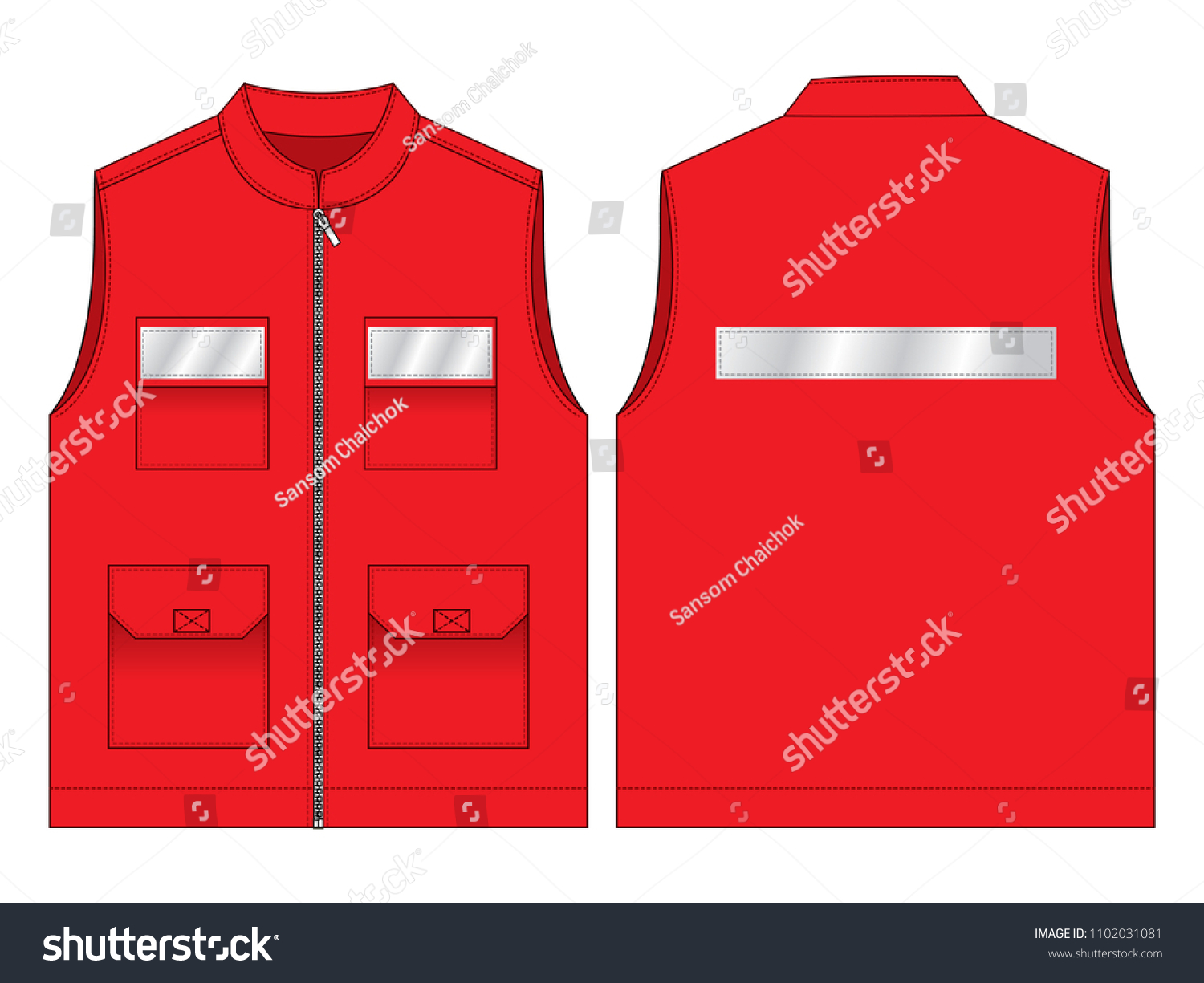 Download Red Vest Design Vector Gray Reflective Stock Vector Royalty Free 1102031081