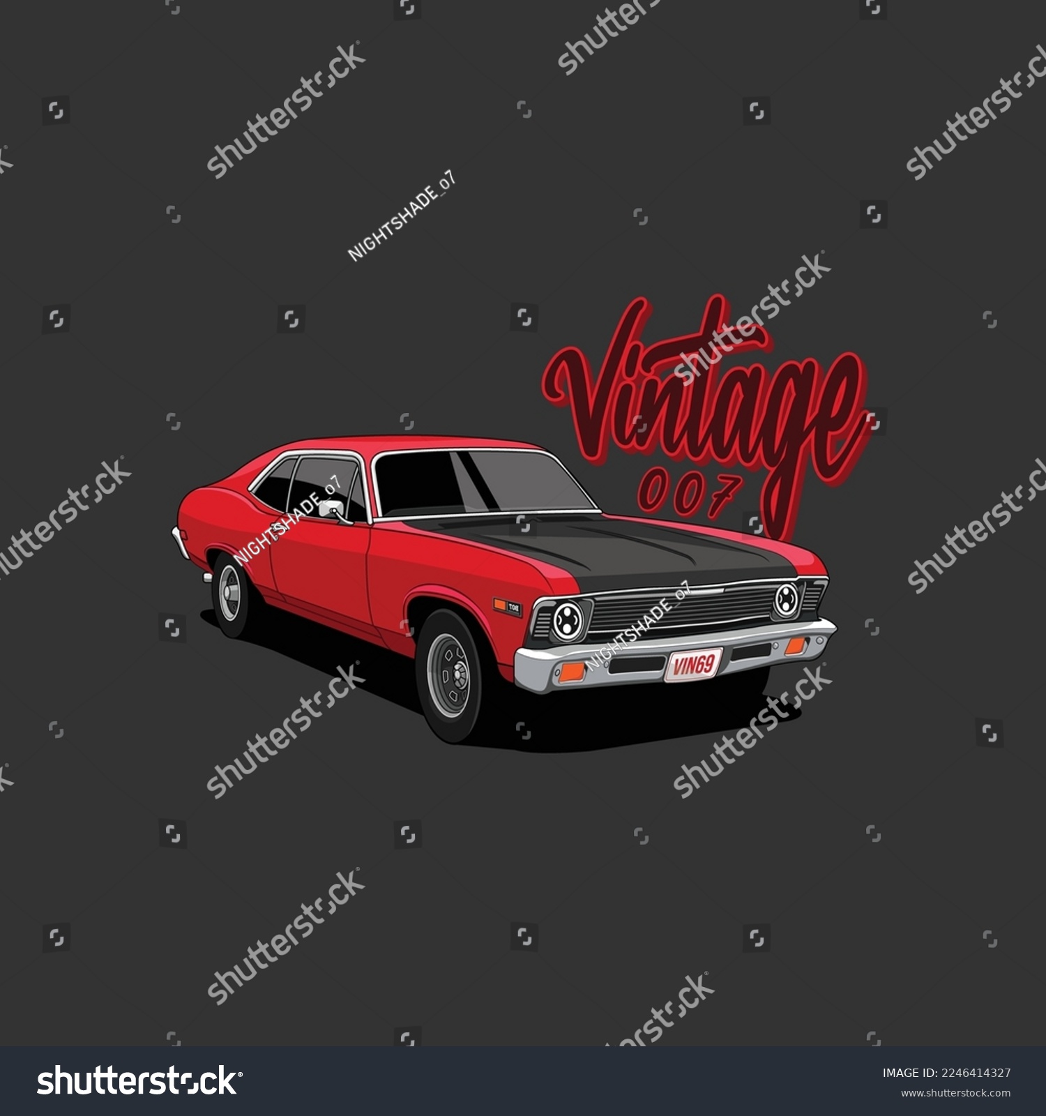 SVG of Red Vintage Car Vector Illustrator svg