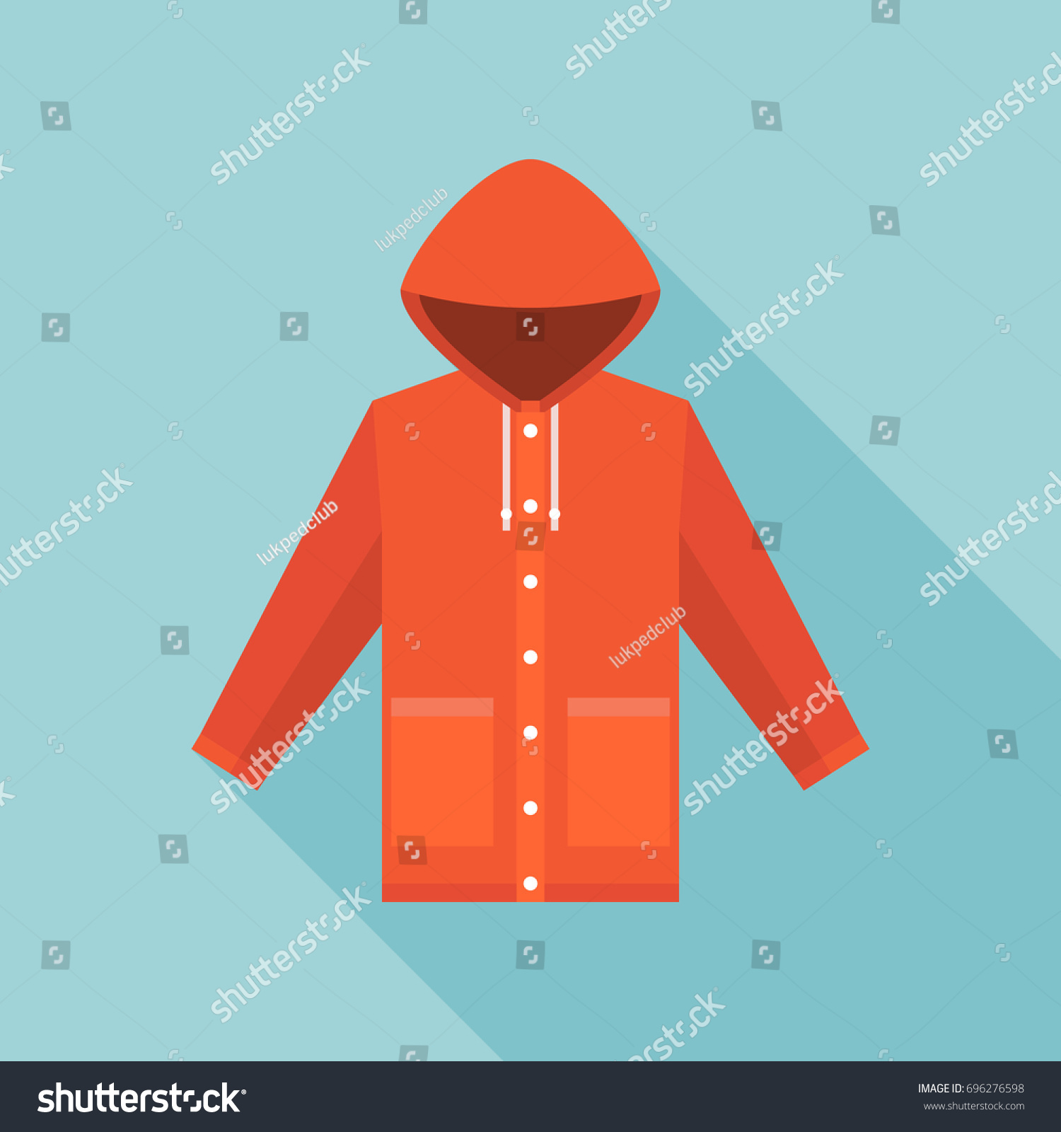 Red Vintage Raincoat Icon Flat Design Stock Vector 696276598 Shutterstock