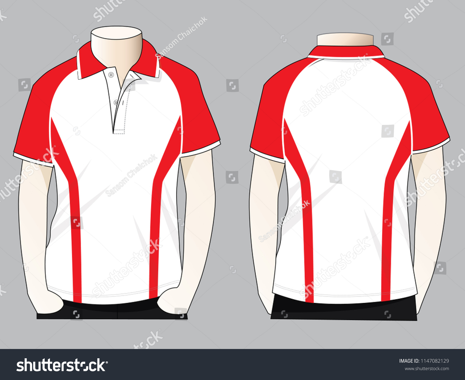 Redwhite Shortsleeve Polo Shirt Design Trim Stock Vector (Royalty Free ...