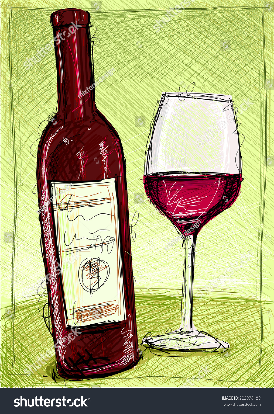 Red Wine Sketch Stock Vector 202978189 - Shutterstock