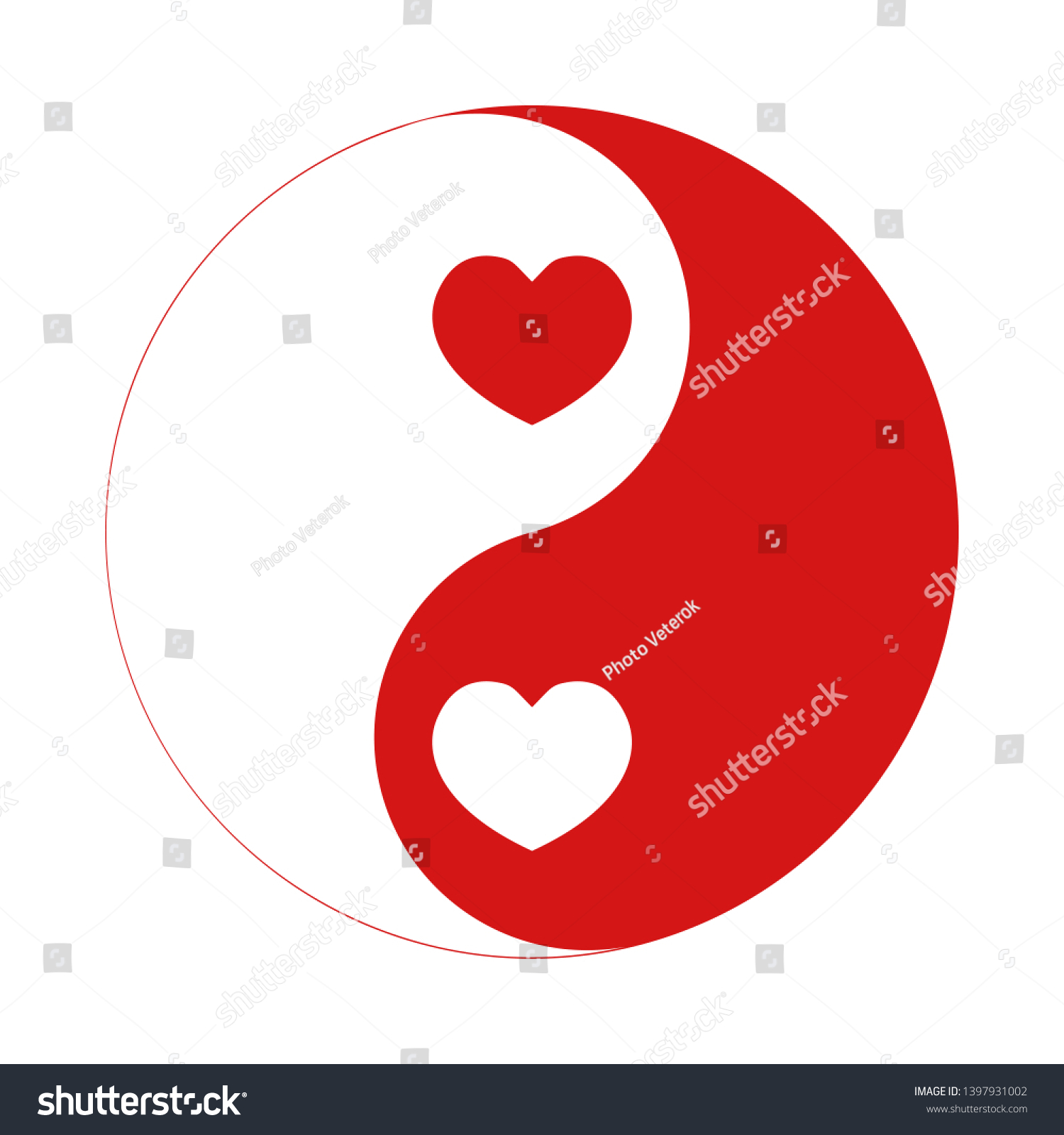 Red Yin Yang Symbol Hearts Couple Stock Vector (Royalty Free) 1397931002