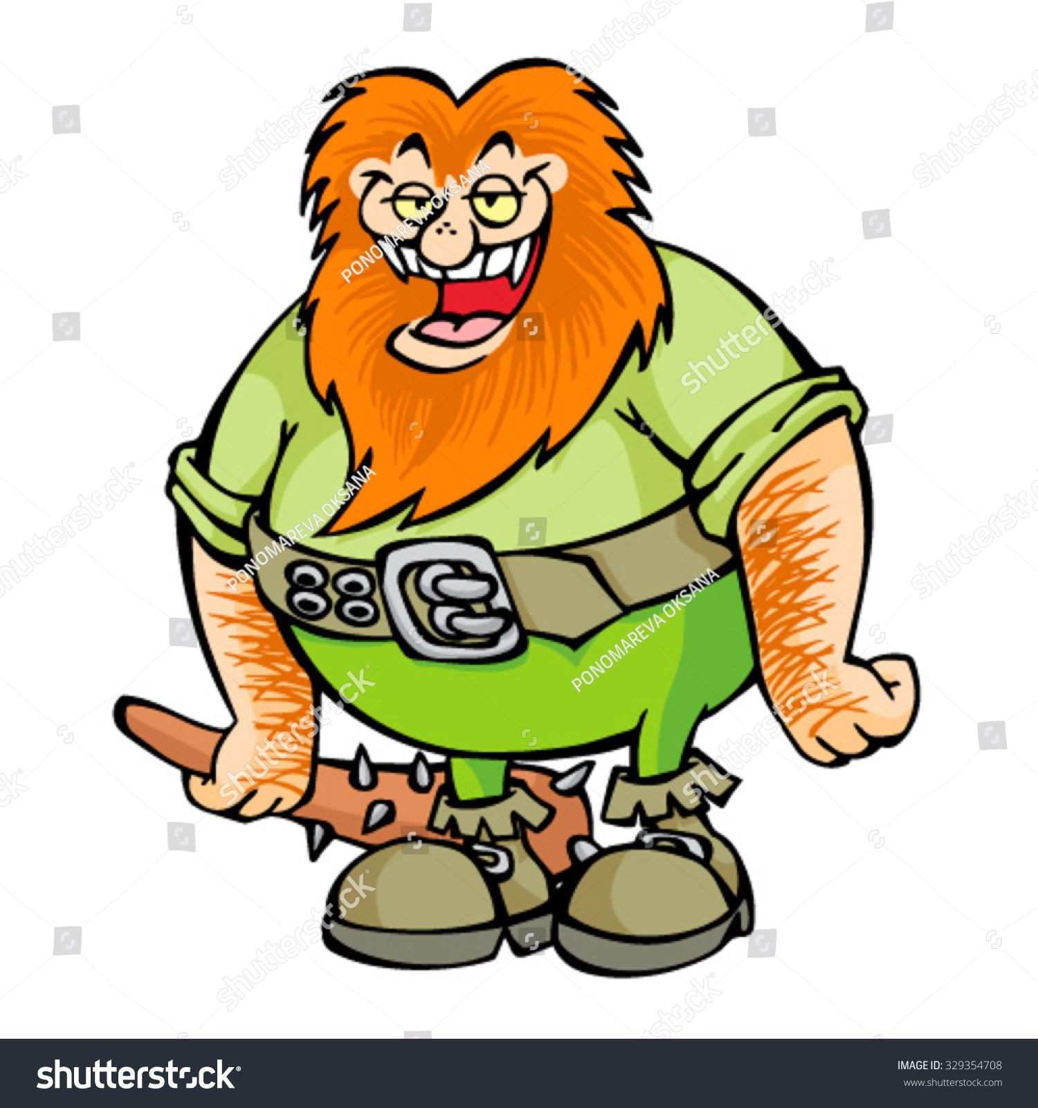 Redhead Ogre With Cudgel Stock Vector 329354708 : Shutterstock