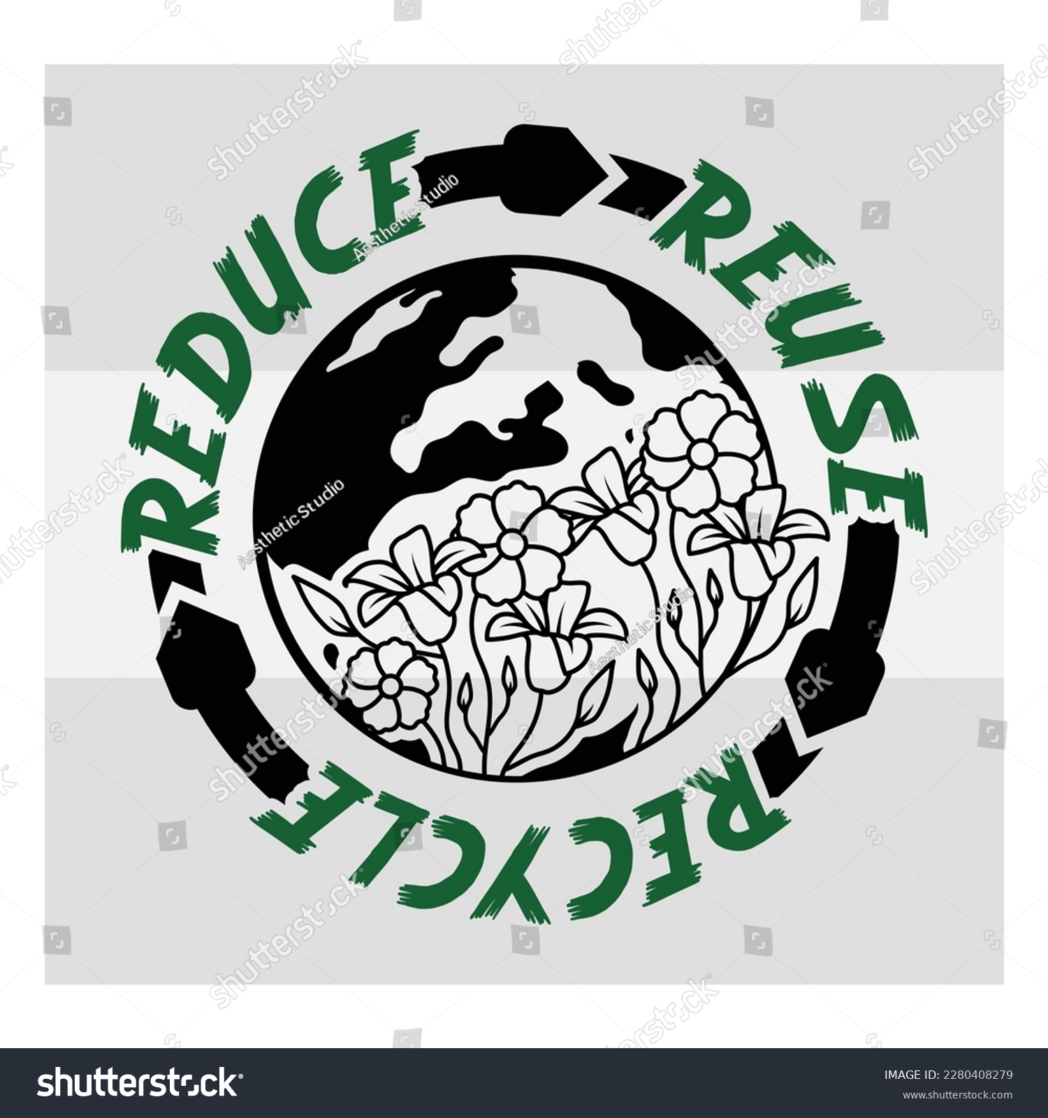 SVG of Reduce Reuse Recycle, Reduce Reuse Recycle, Earth Day, Earth, Celebration, April 22, Typography, Earth Day Quotes, Earth Day Cut File, Global Day svg