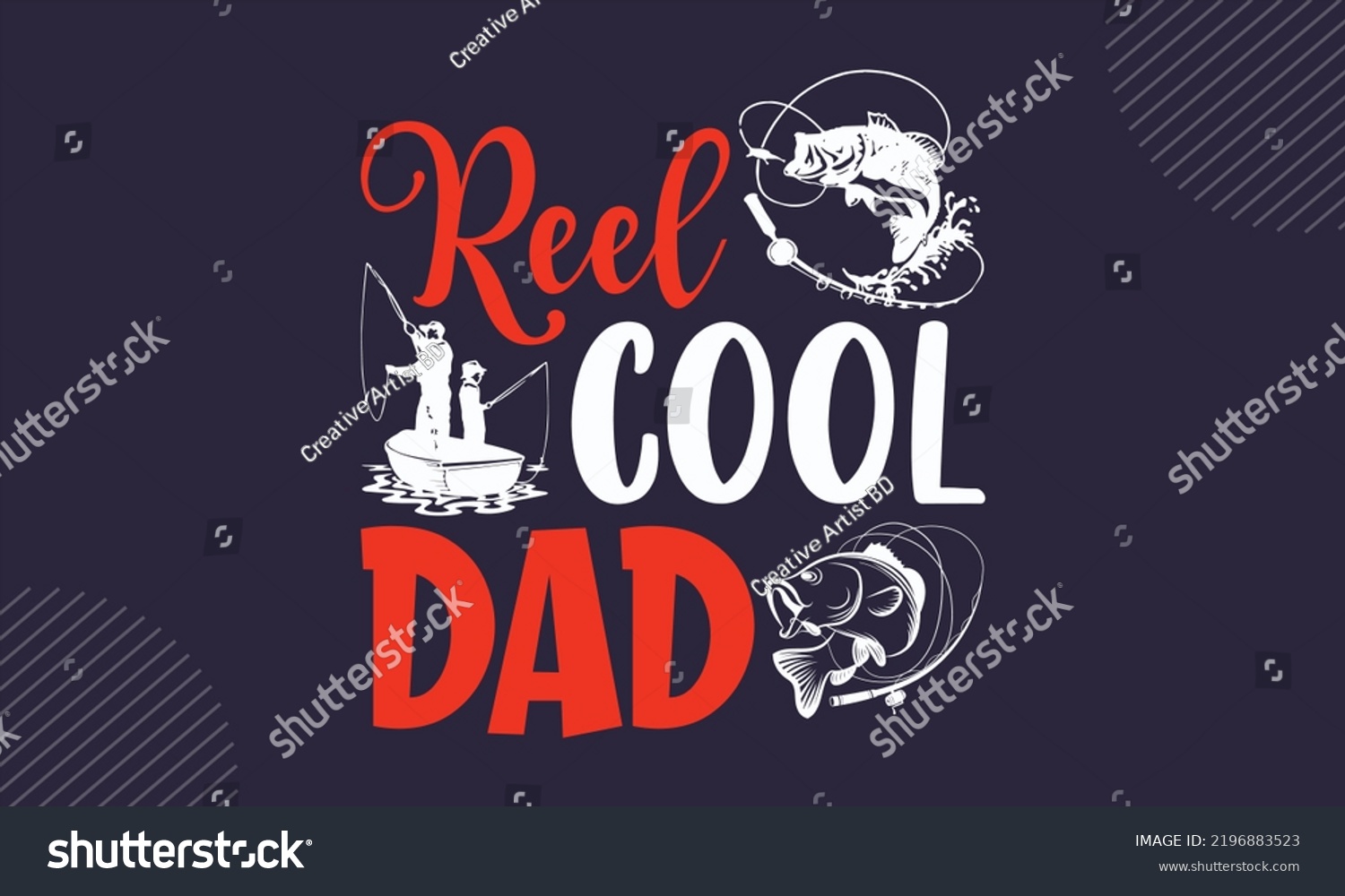 SVG of Reel Cool Dad - Fishing T shirt Design, Modern calligraphy, Cut Files for Cricut Svg, Illustration for prints on bags, posters svg