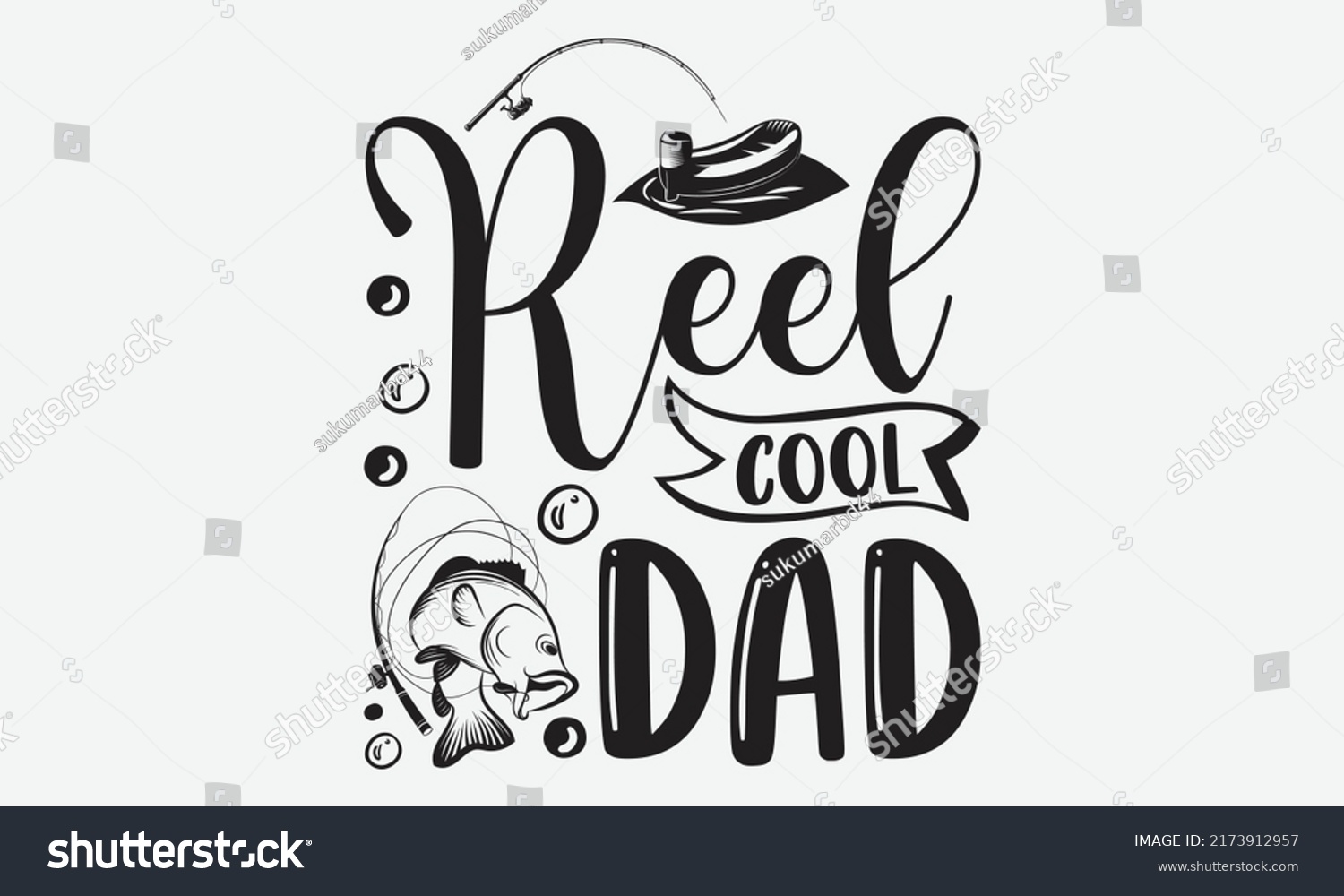 SVG of Reel cool dad - Fishing t shirt design, svg eps Files for Cutting, Handmade calligraphy vector illustration, Hand written vector sign, svg svg
