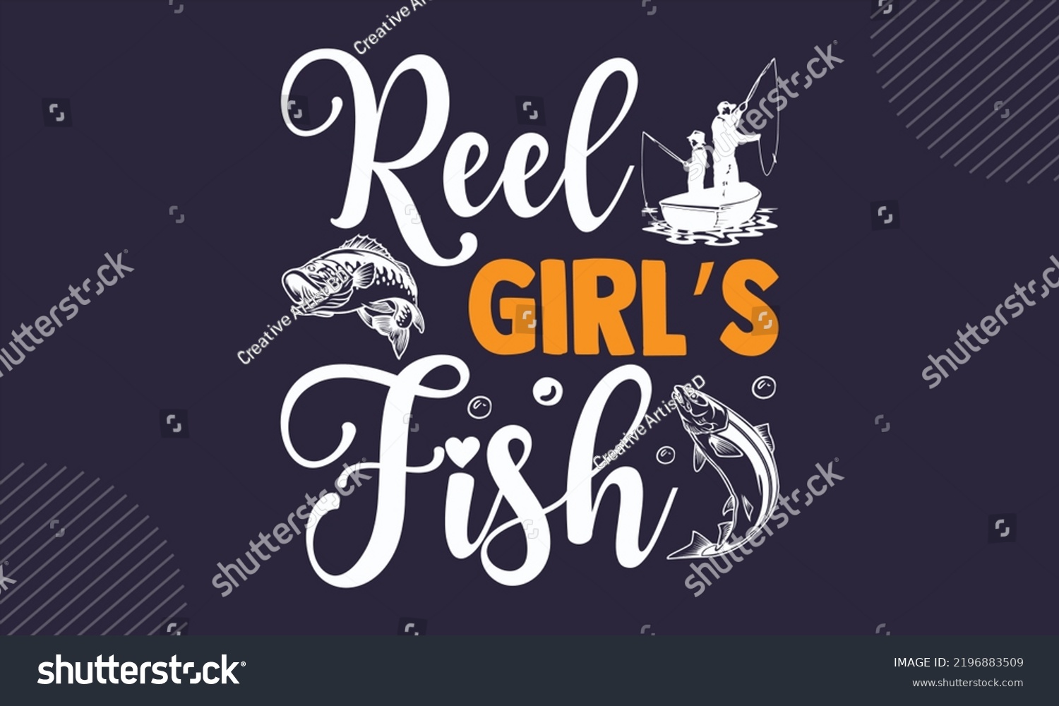 SVG of Reel Girl’s Fish - Fishing T shirt Design, Hand drawn vintage illustration with hand-lettering and decoration elements, Cut Files for Cricut Svg, Digital Download svg
