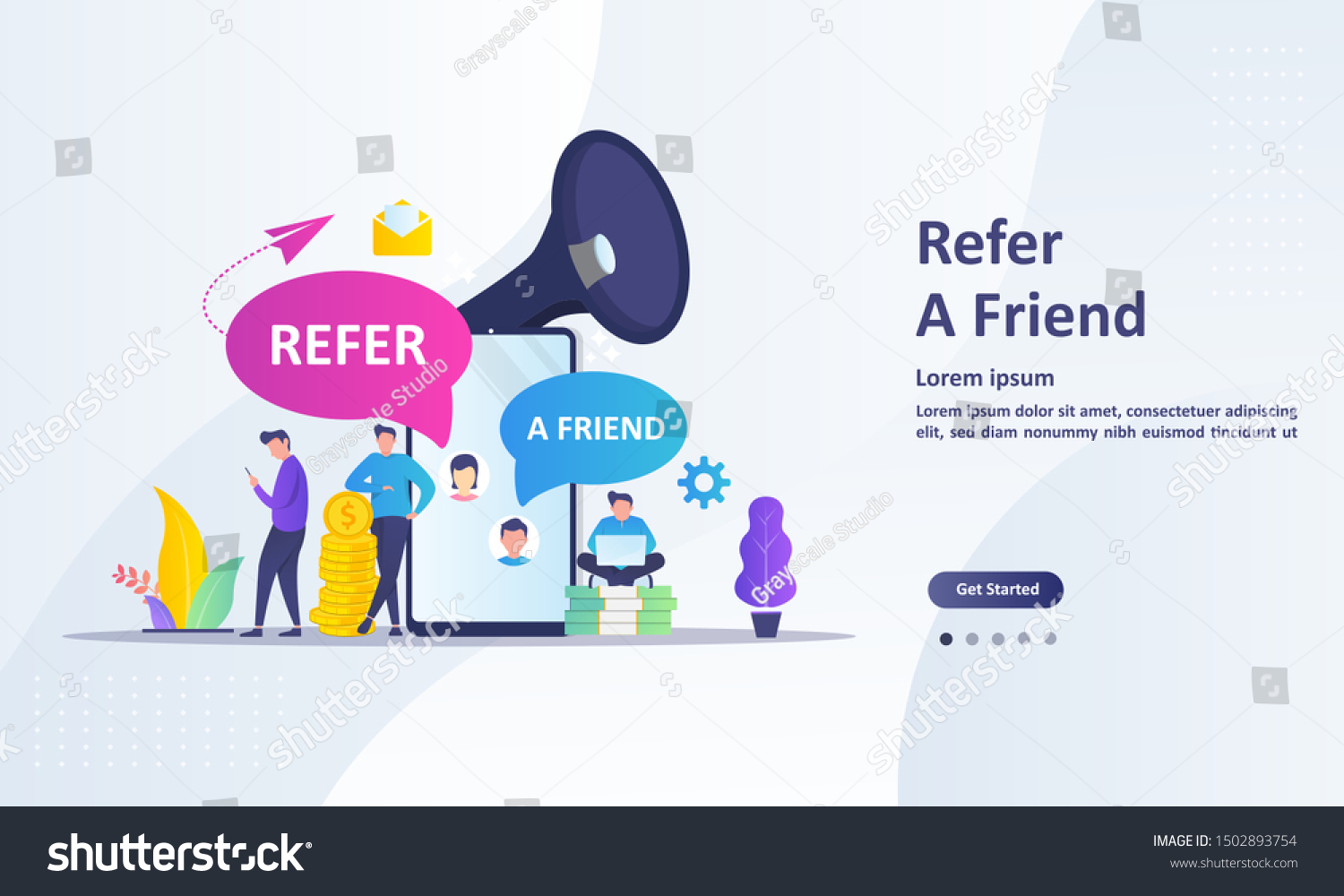 Refer Friend Concept Design People Share Stock Vector (royalty Free 