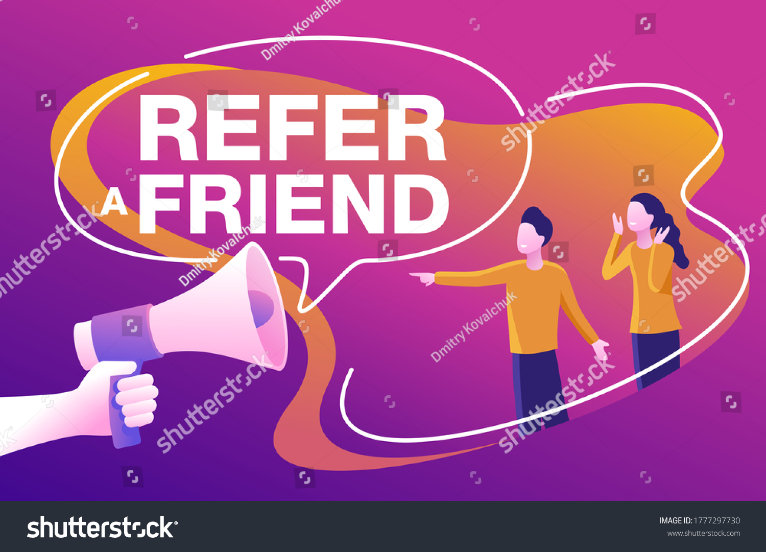 Refer Friend Referral Program Promo Banner Stock Vector (Royalty Free ...