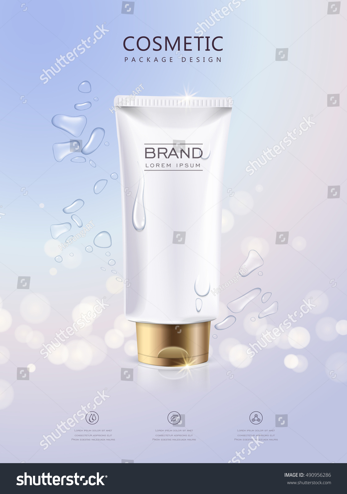 Refreshing Cosmetic Product Poster, Blank Tube Package Template With ...