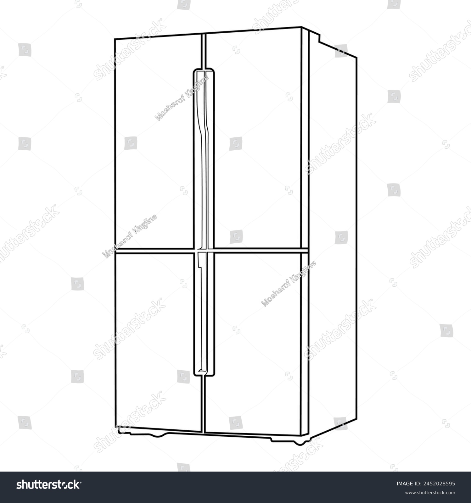 SVG of Refrigerator sizes chart line icon. Clipart image isolated on white background. New classic grey cooler icebox frig with Illustration style doodle and line art svg