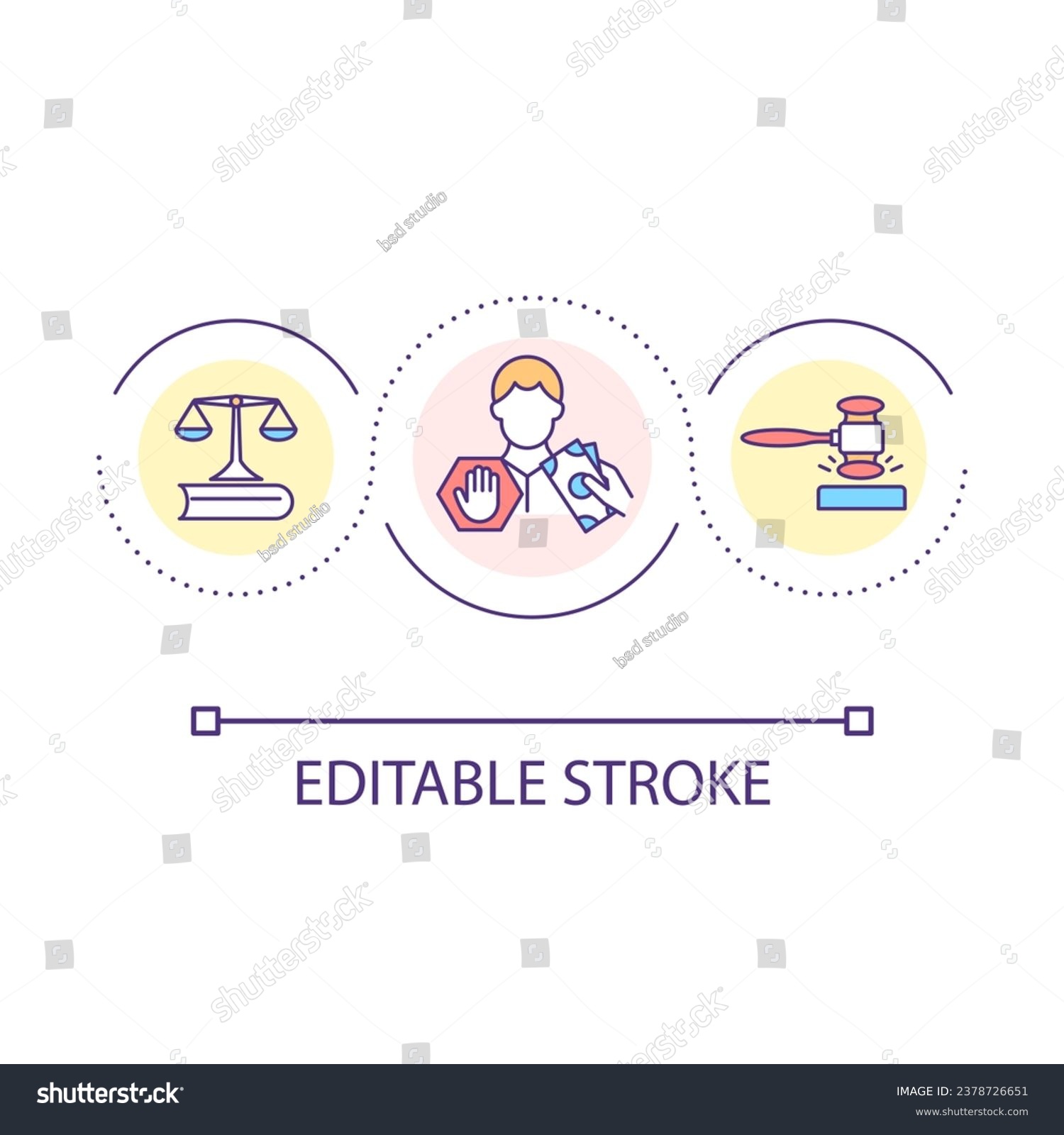 SVG of Refuse bribery loop concept icon. Anti corruption court. Stop venality. Reduce illegal deals abstract idea thin line illustration. Isolated outline drawing. Editable stroke. Arial font used svg