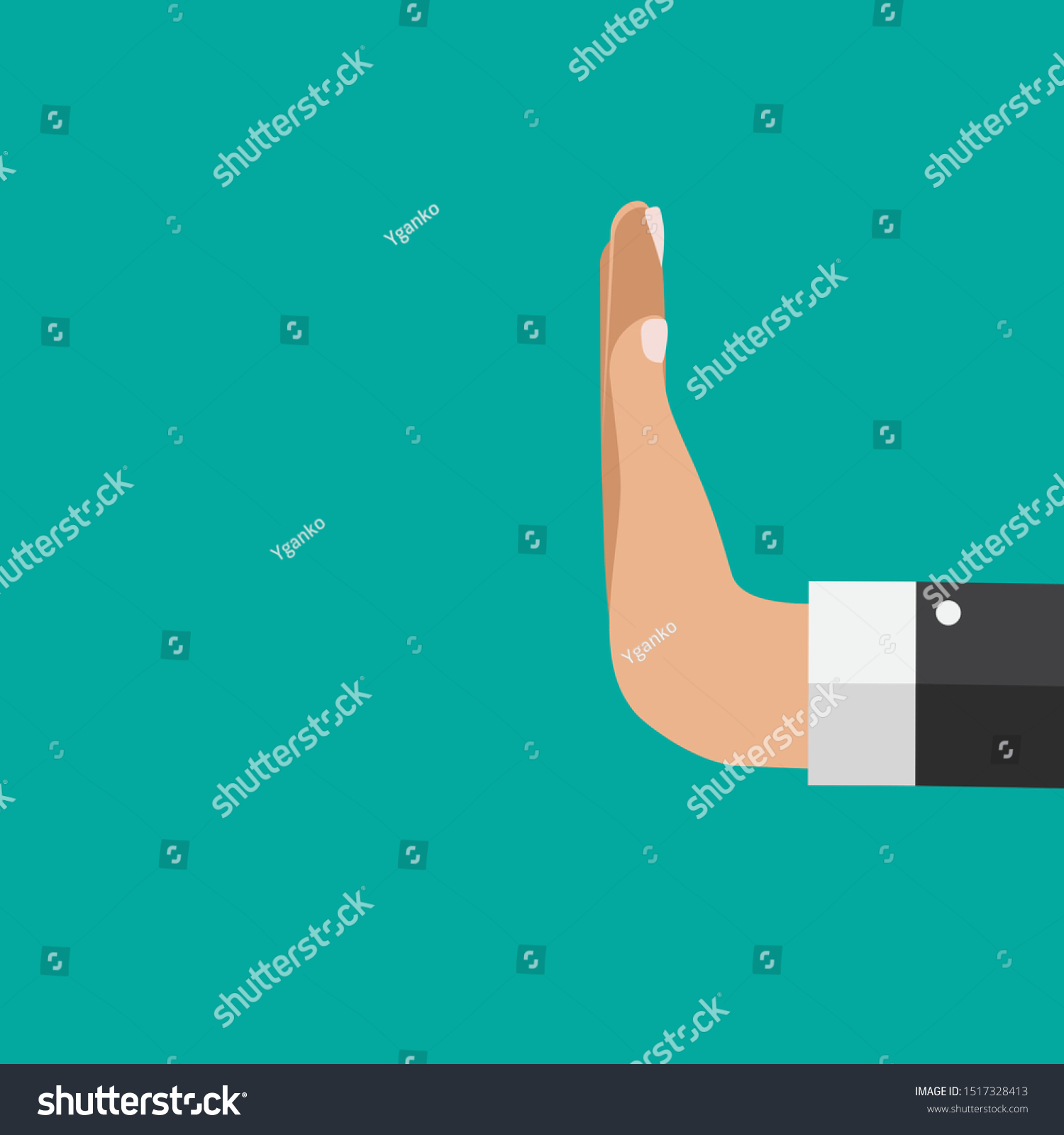 Refuse Hand Sign Flat Style Vector Stock Vector (Royalty Free ...