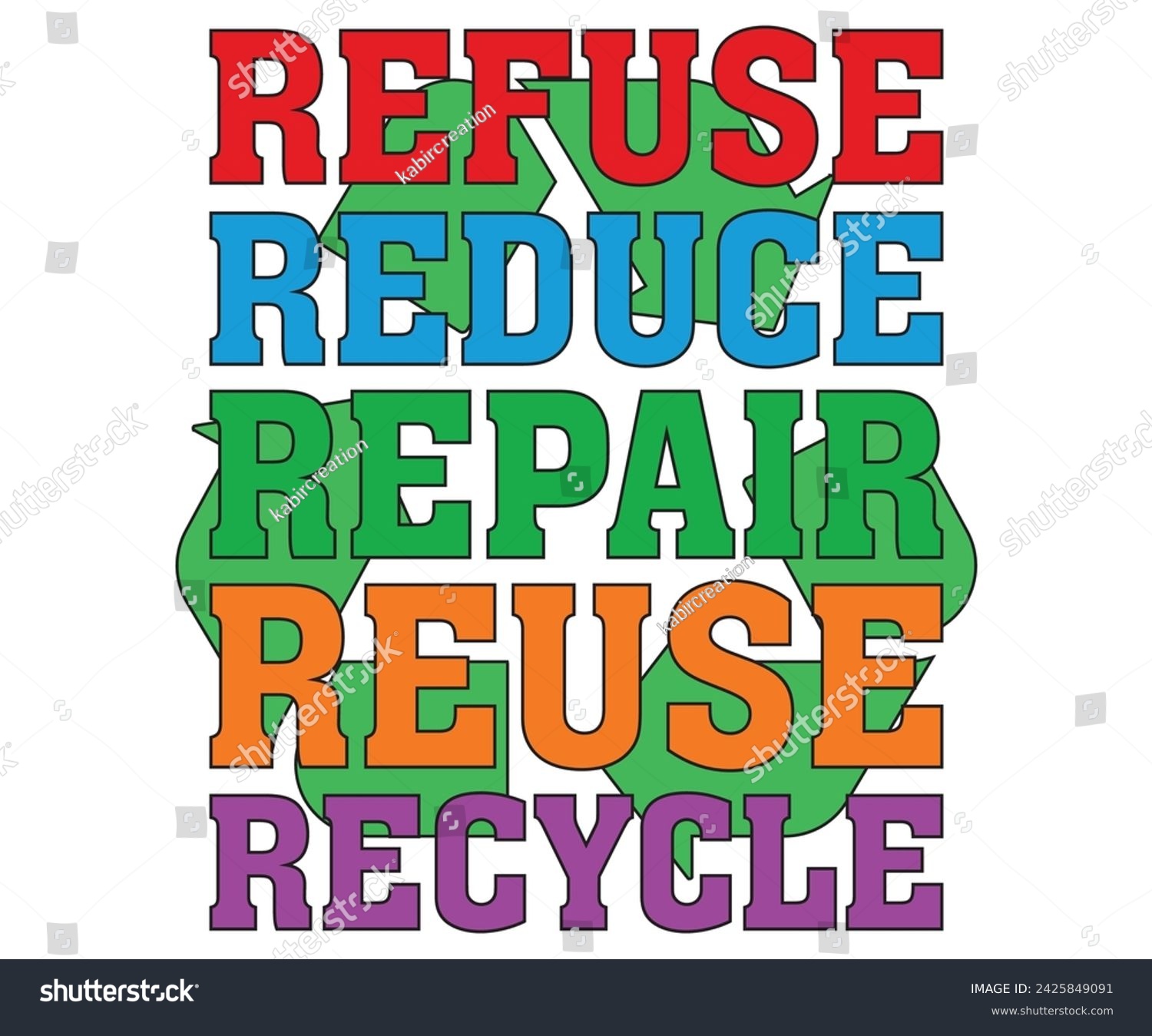 SVG of Refuse Reduce Repair Reuse Recycle T-shirt, Happy earth day svg,Earth Day Sayings, Environmental Quotes, Earth Day T-shirt, Cut Files For Cricut svg