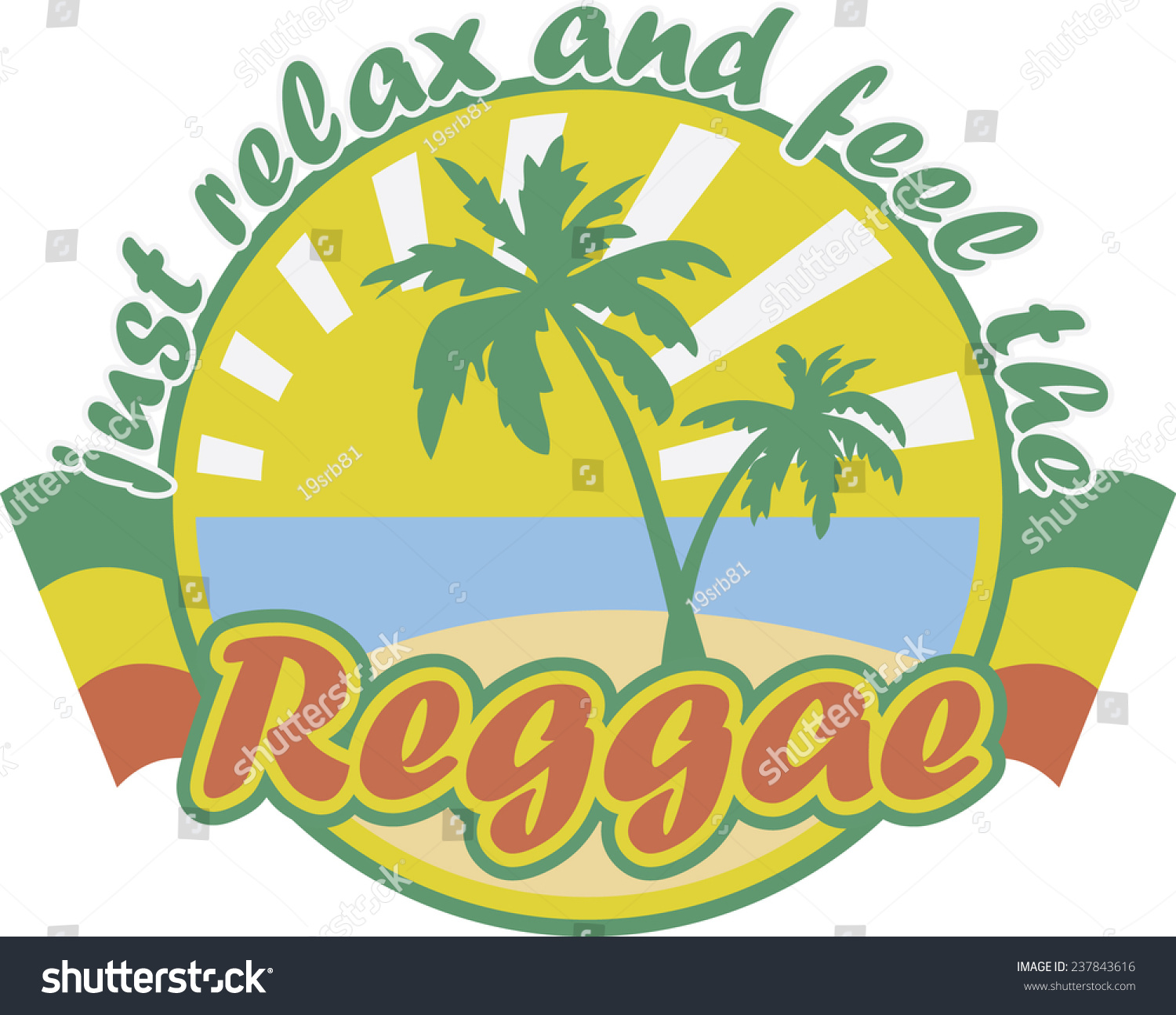 Reggae Emblem Just Relax And Feel The Reggae Stock Vector Illustration Shutterstock