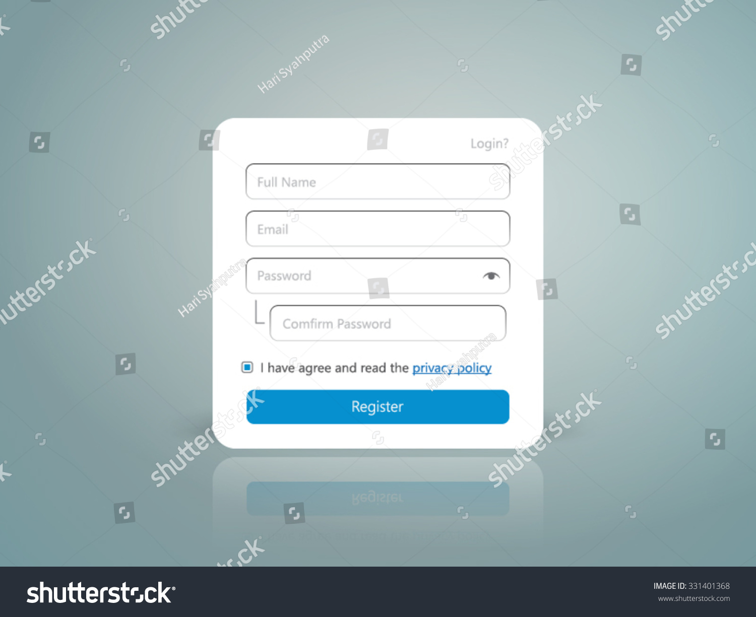 Register Registration Member Form Ui Gui Stock Vector 331401368 ...