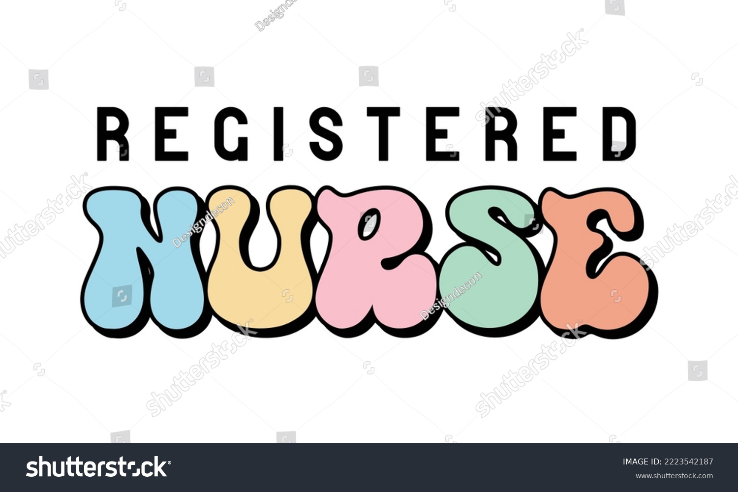 SVG of Registered Nurse Medical Career quote retro groovy typography sublimation SVG on white background svg
