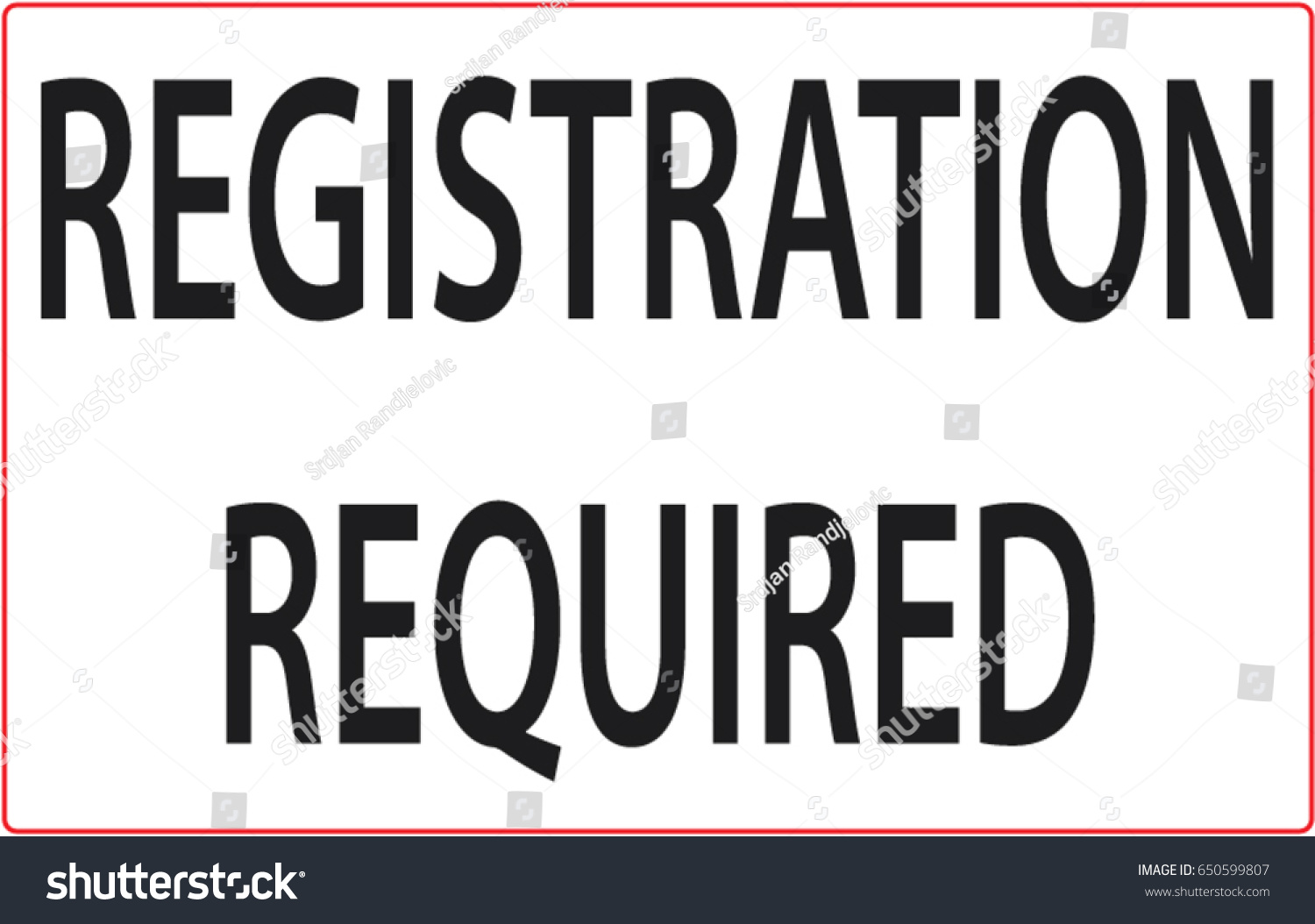 registration required warning sticker sign のベクター画像素材