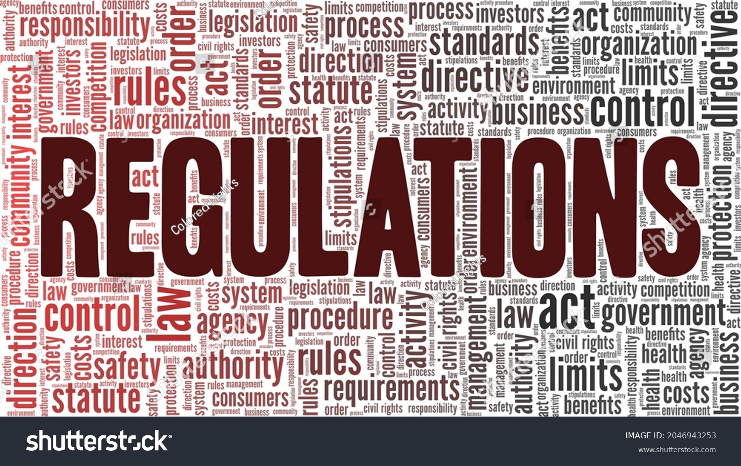 Regulations Vector Illustration Word Cloud Isolated Stock Vector ...