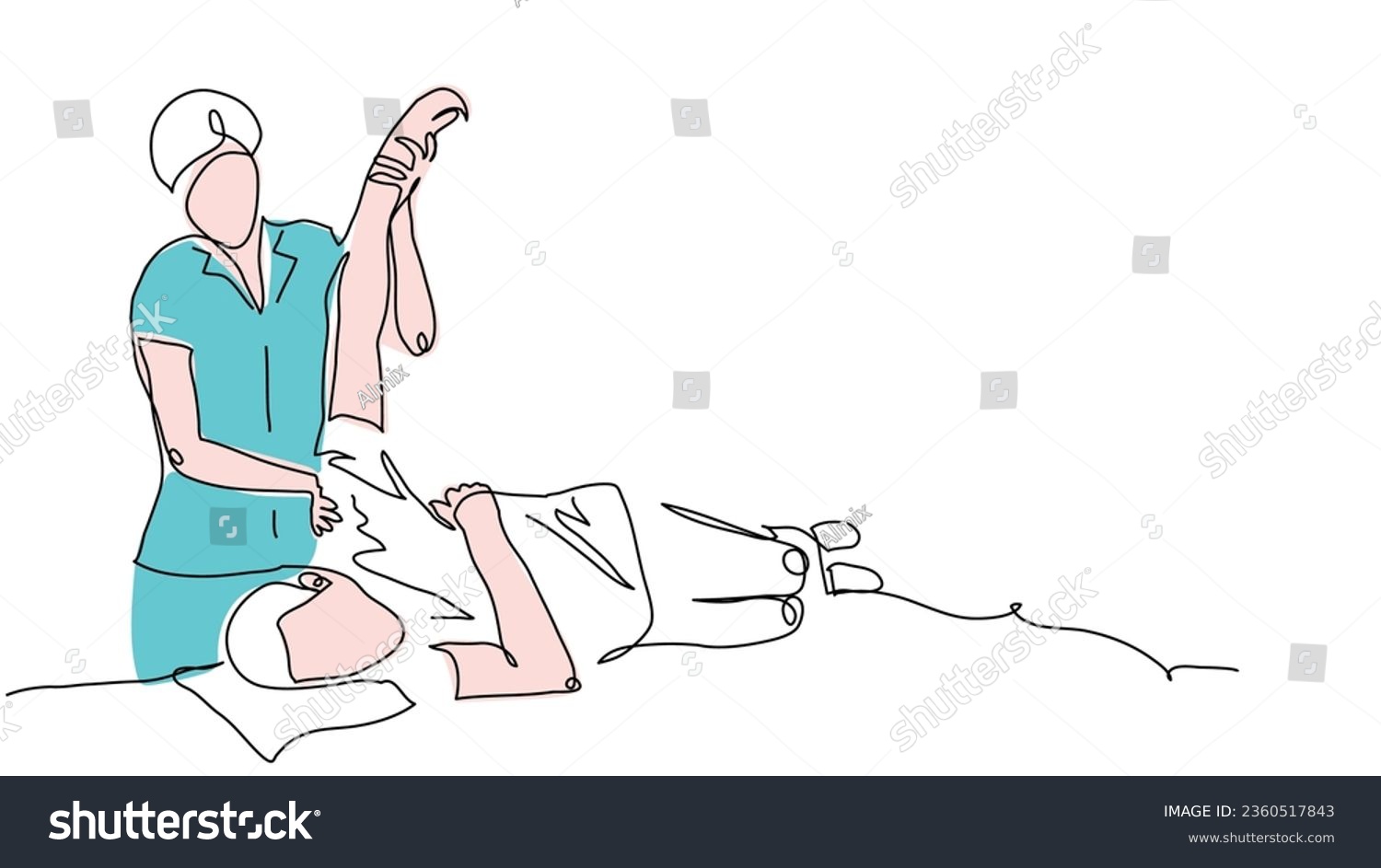 SVG of Rehabilitation therapy, massaging on a table. Physiotherapy treatment vector illustration. One continuous line art drawing of massaging on a table. svg