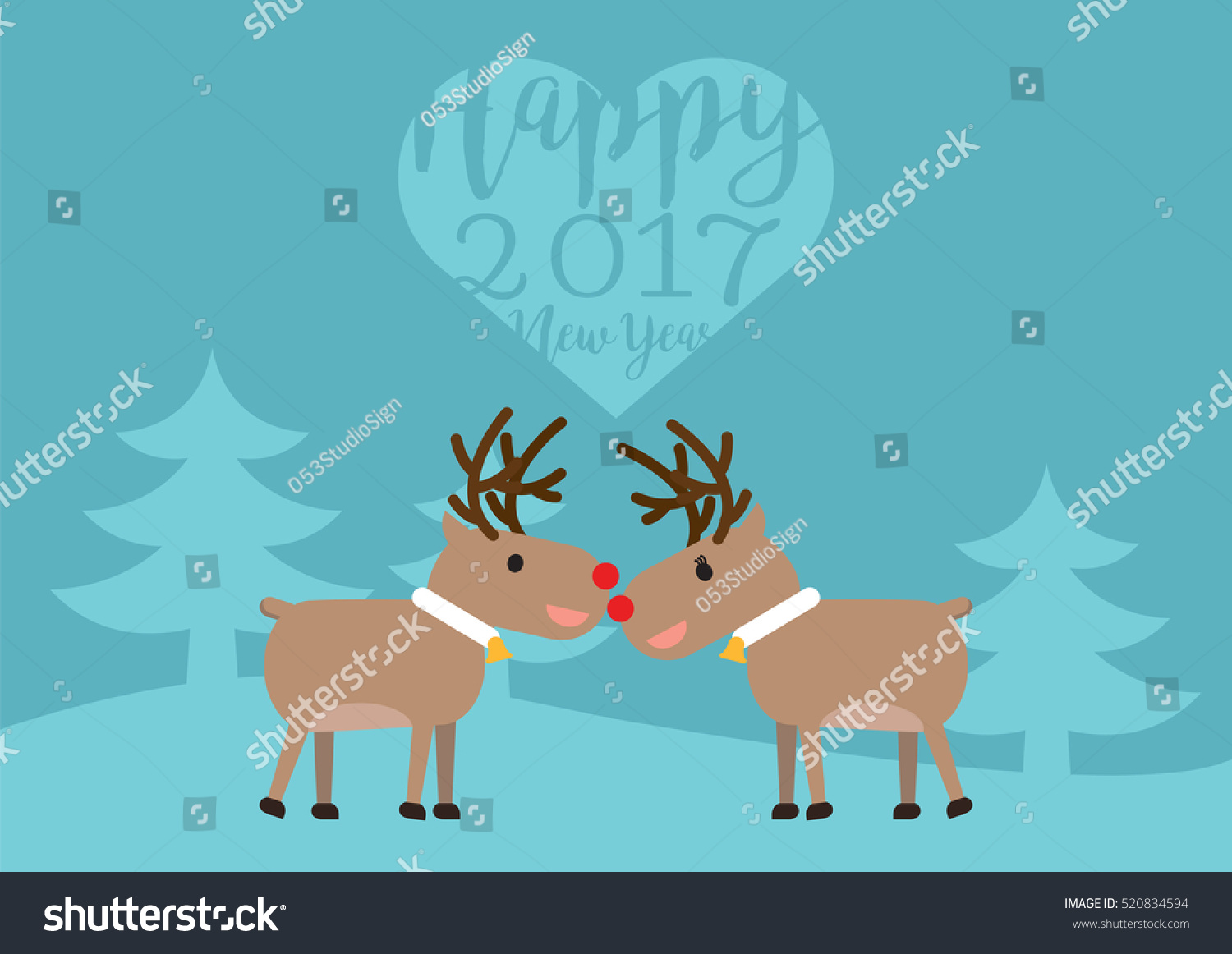 Reindeer Christmas Card Vector Background. - 520834594 : Shutterstock