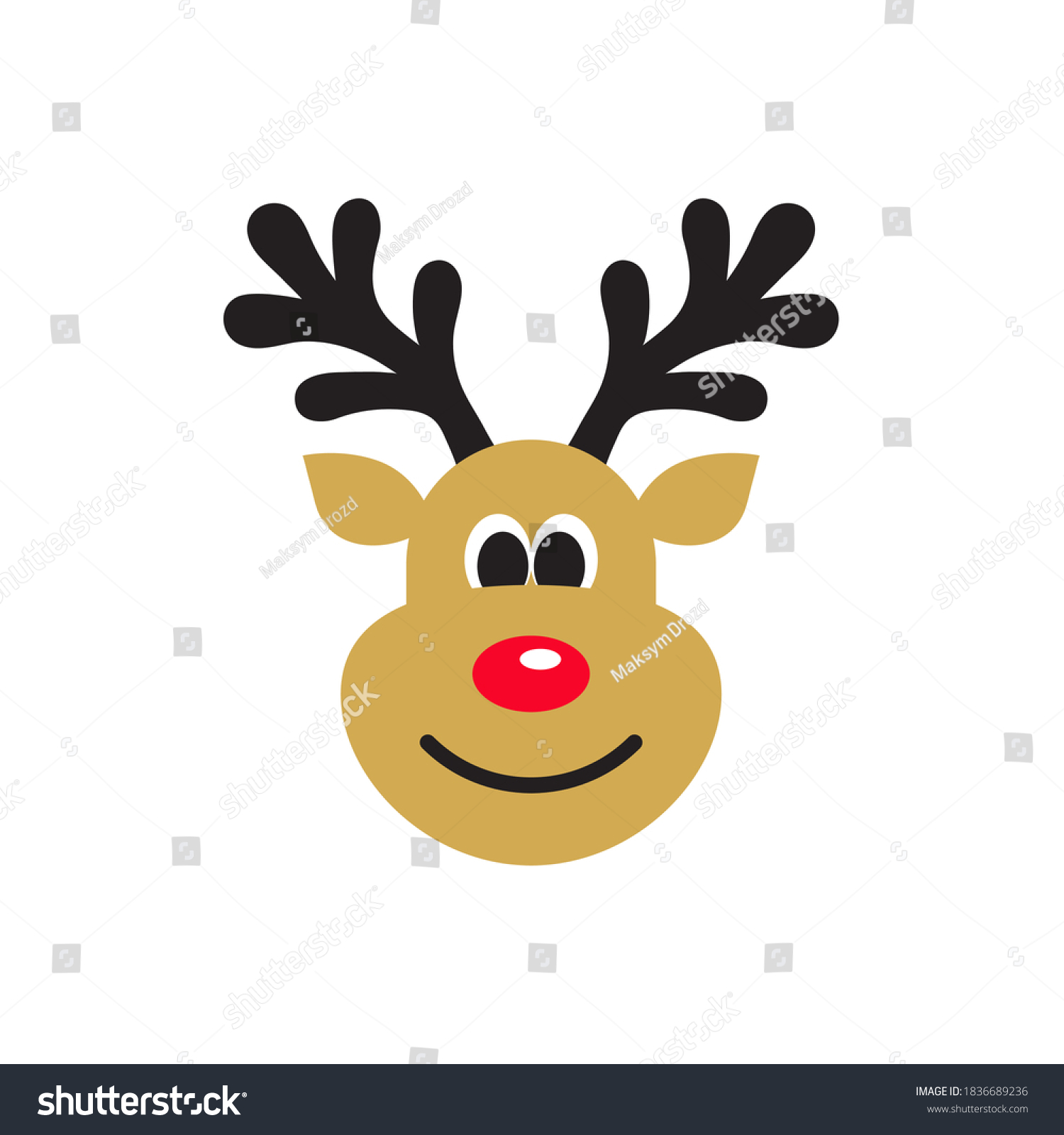 Reindeer Icon Christmas Symbol Flat Design Stock Vector (Royalty Free ...