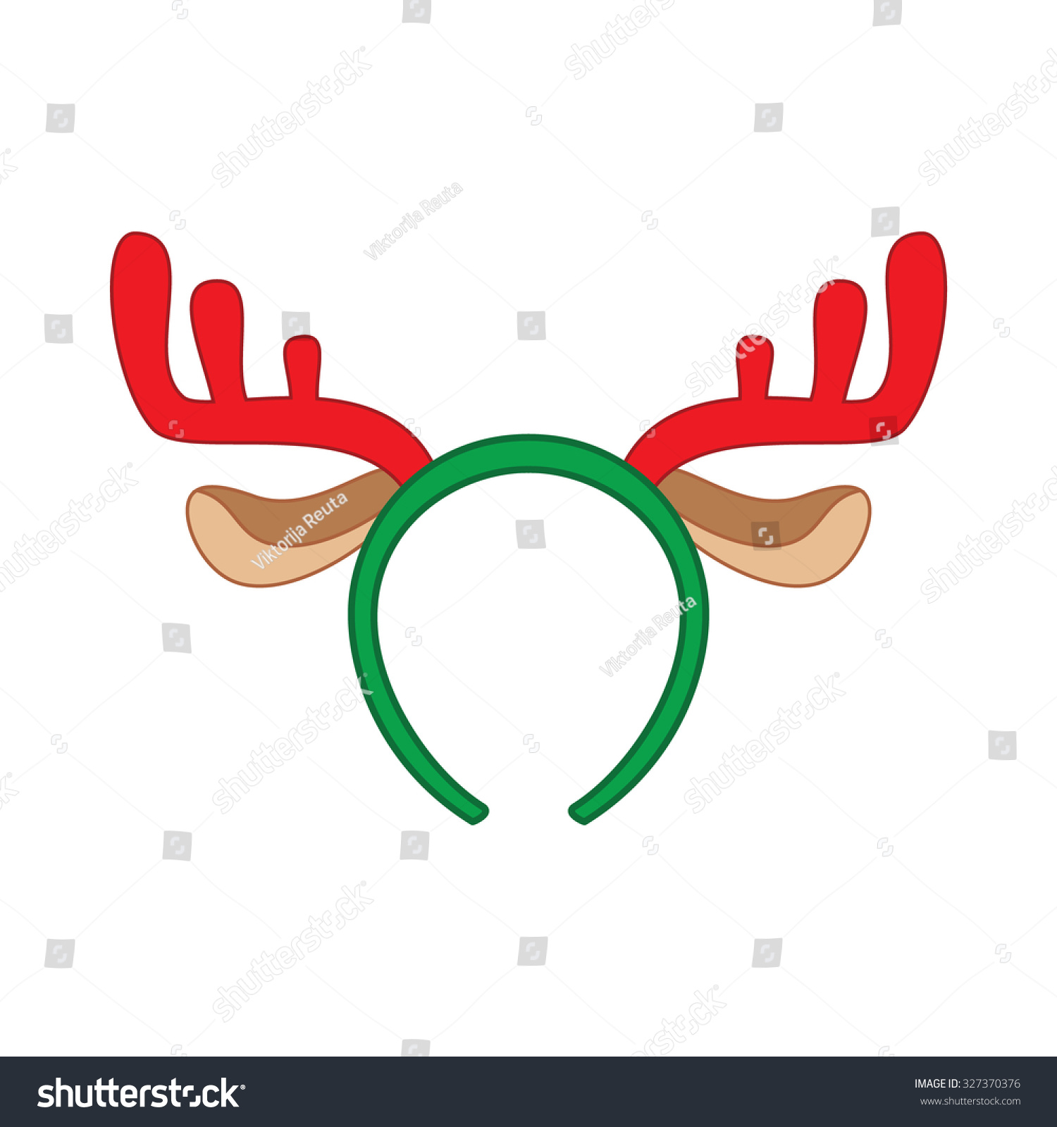 Reindeer Mask Funny Christmas Reindeer Horns Stock Vector 327370376