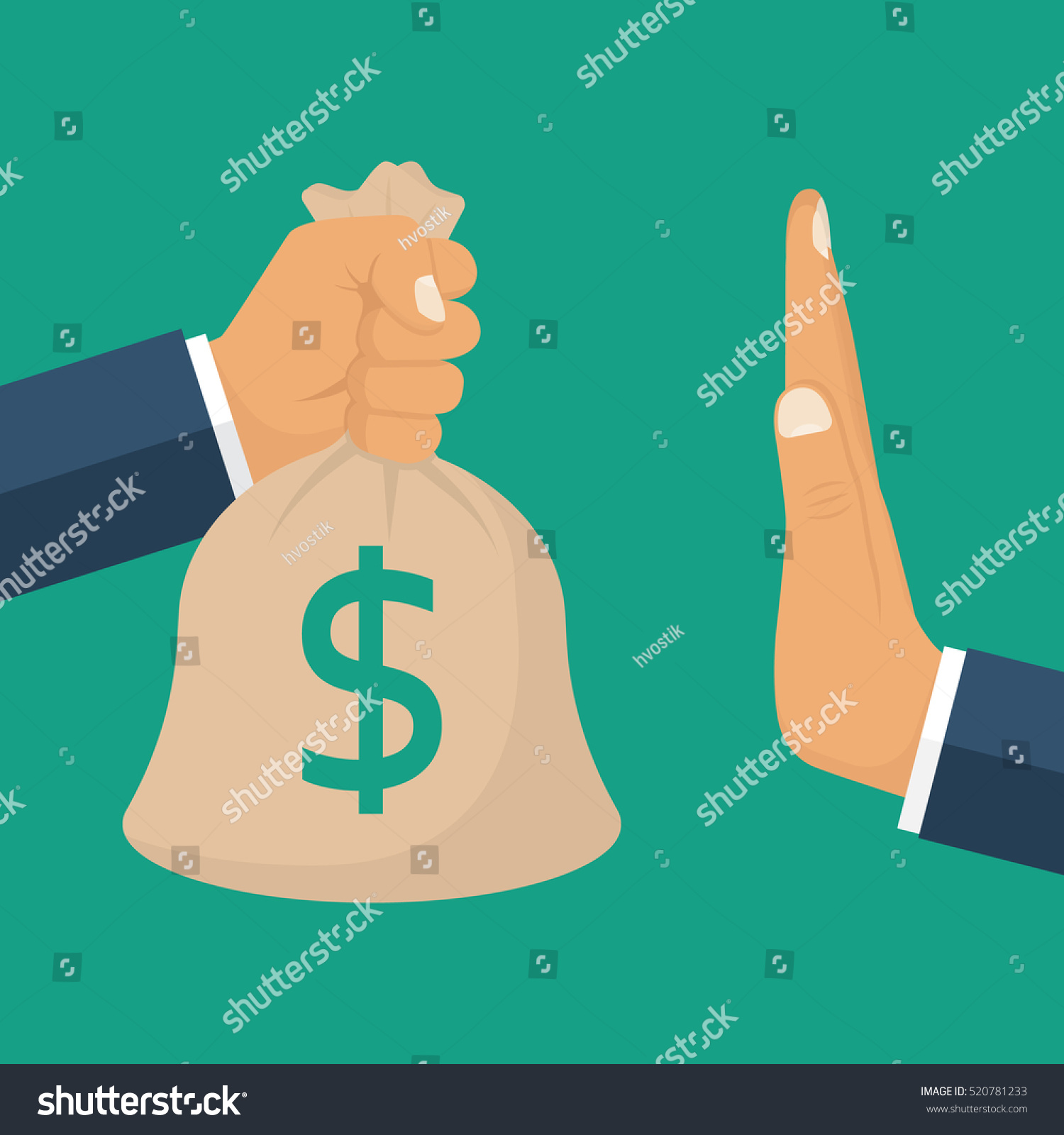 Rejection Money Concept Businessman Holding Bag Stock Vector 520781233 ...