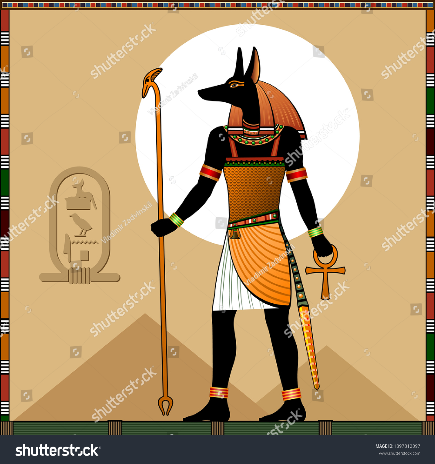 Religion Ancient Egypt Anubis Ancient Egyptian Stock Vector (Royalty ...