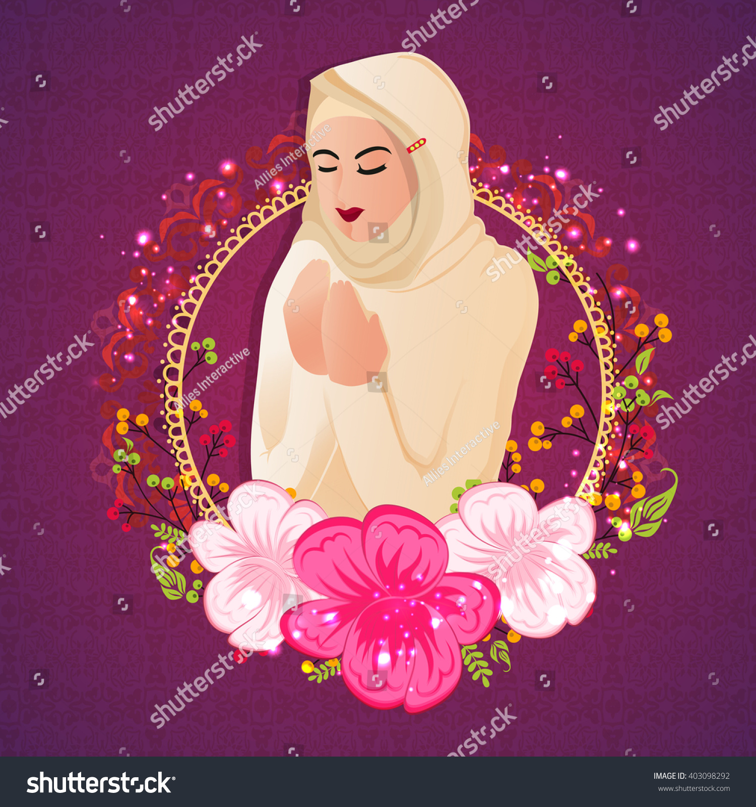Religious Muslim Woman Reading Namaz Islamic Stock Vector 