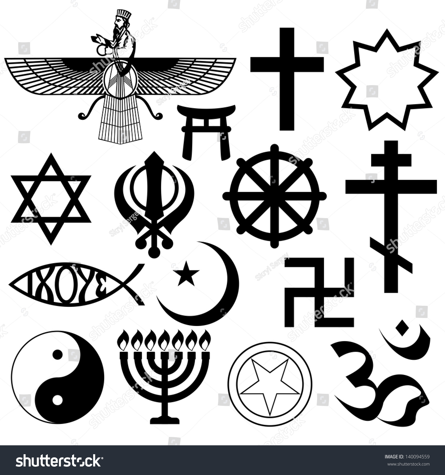 Religious Signs Symbols Illustration On White Stock Vector 140094559 Shutterstock