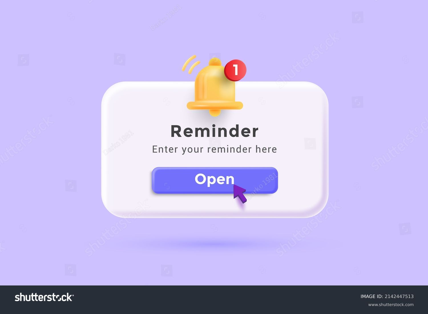 SVG of Reminder 3D Illustration, Notifications page with floating elements. Business planning ,events, reminder and timetable with 3d rendering. Vector Illustration svg