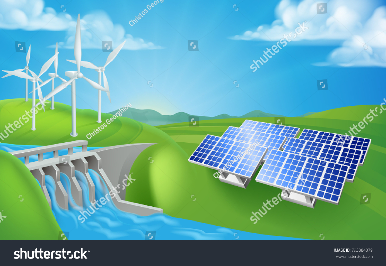 Renewable Energy Power Electricity Generation Methods Stock Vector ...