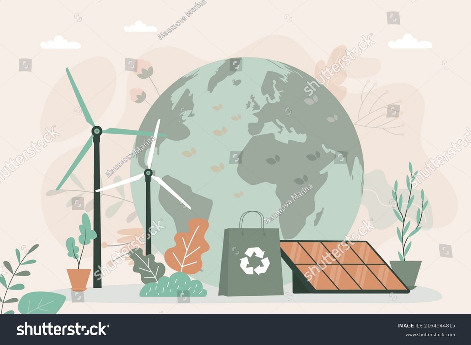 Renewable Energy Sources Solar Panel Wind Stock Vector (Royalty Free ...