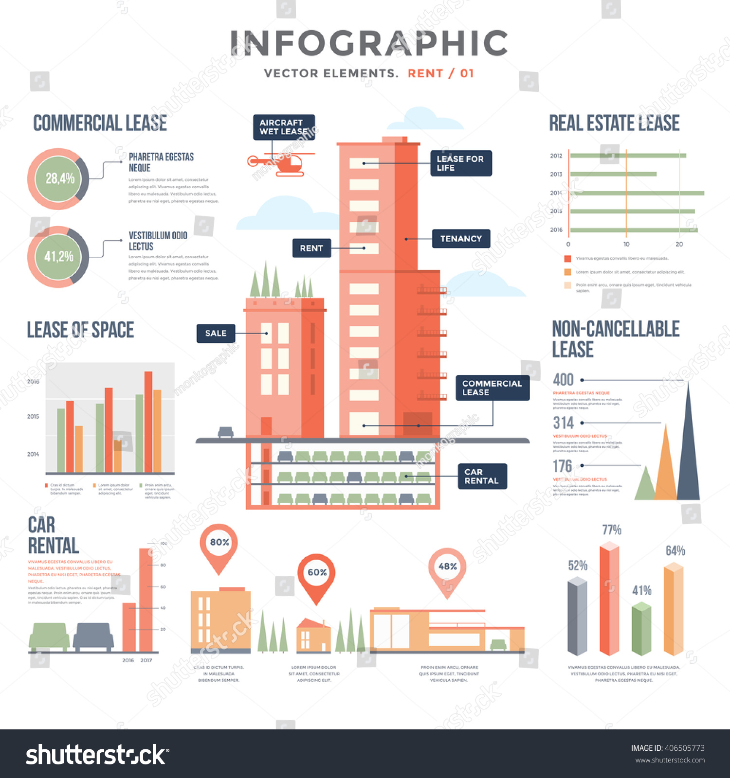 Rent Infographics Vector Elements All Types Stock Vector 406505773 ...