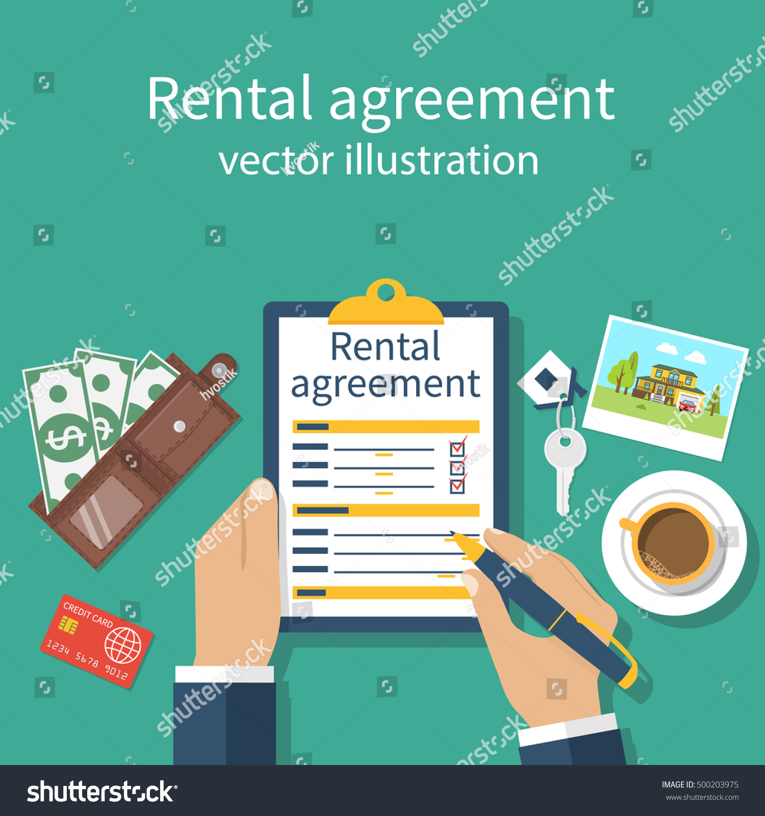 rental-agreement-form-contract-signing-document-stock-vector-royalty