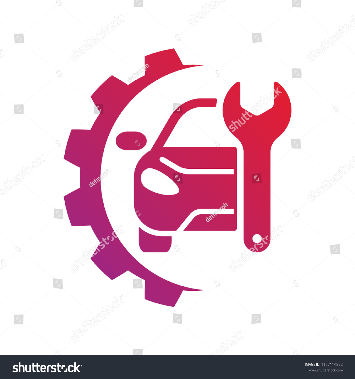 SVG of Repair Car logo, silhouette car, gear and wrench, sign emblem service svg